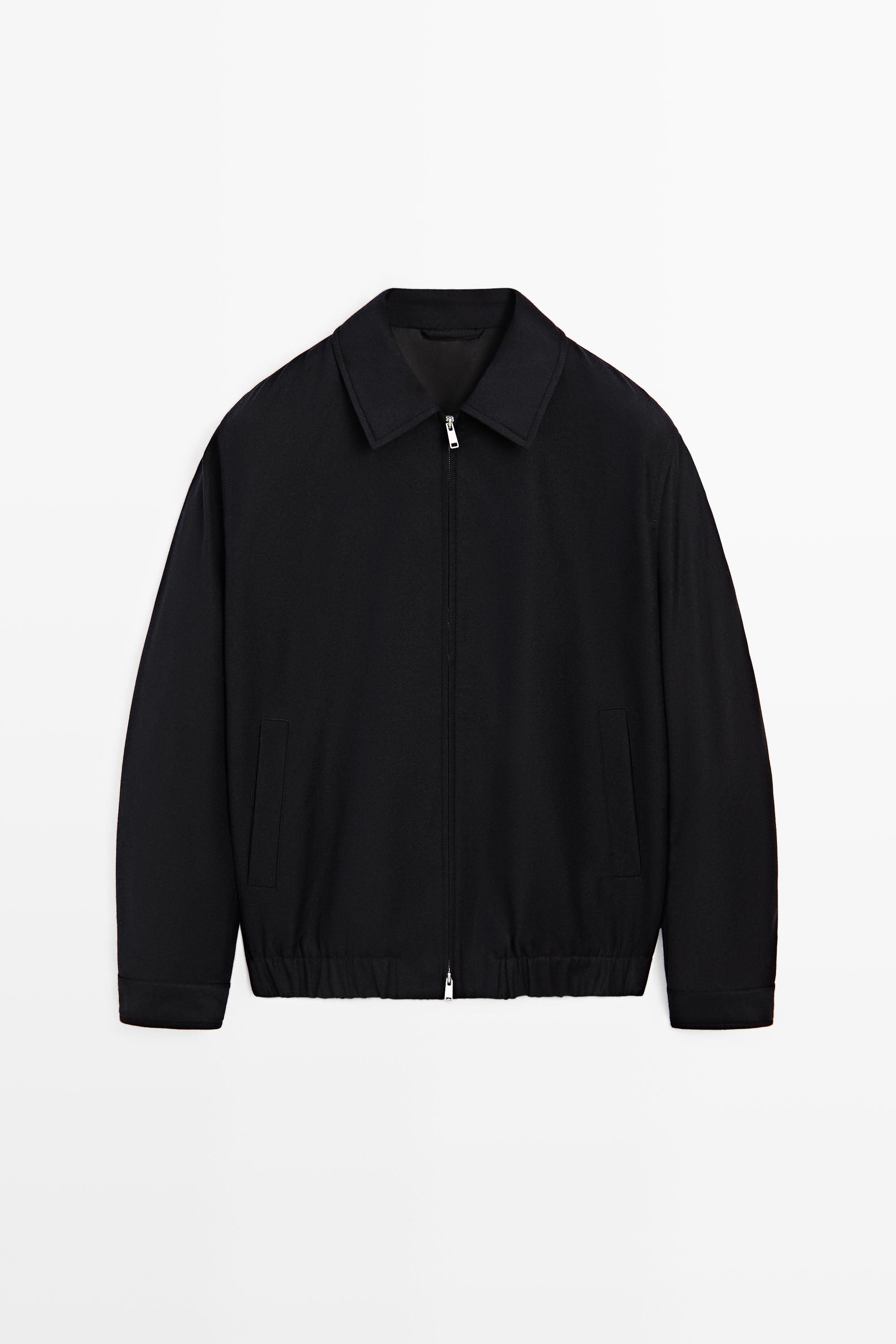 Massimo Dutti Süet %100 yün bomber ceket total look görsel 5