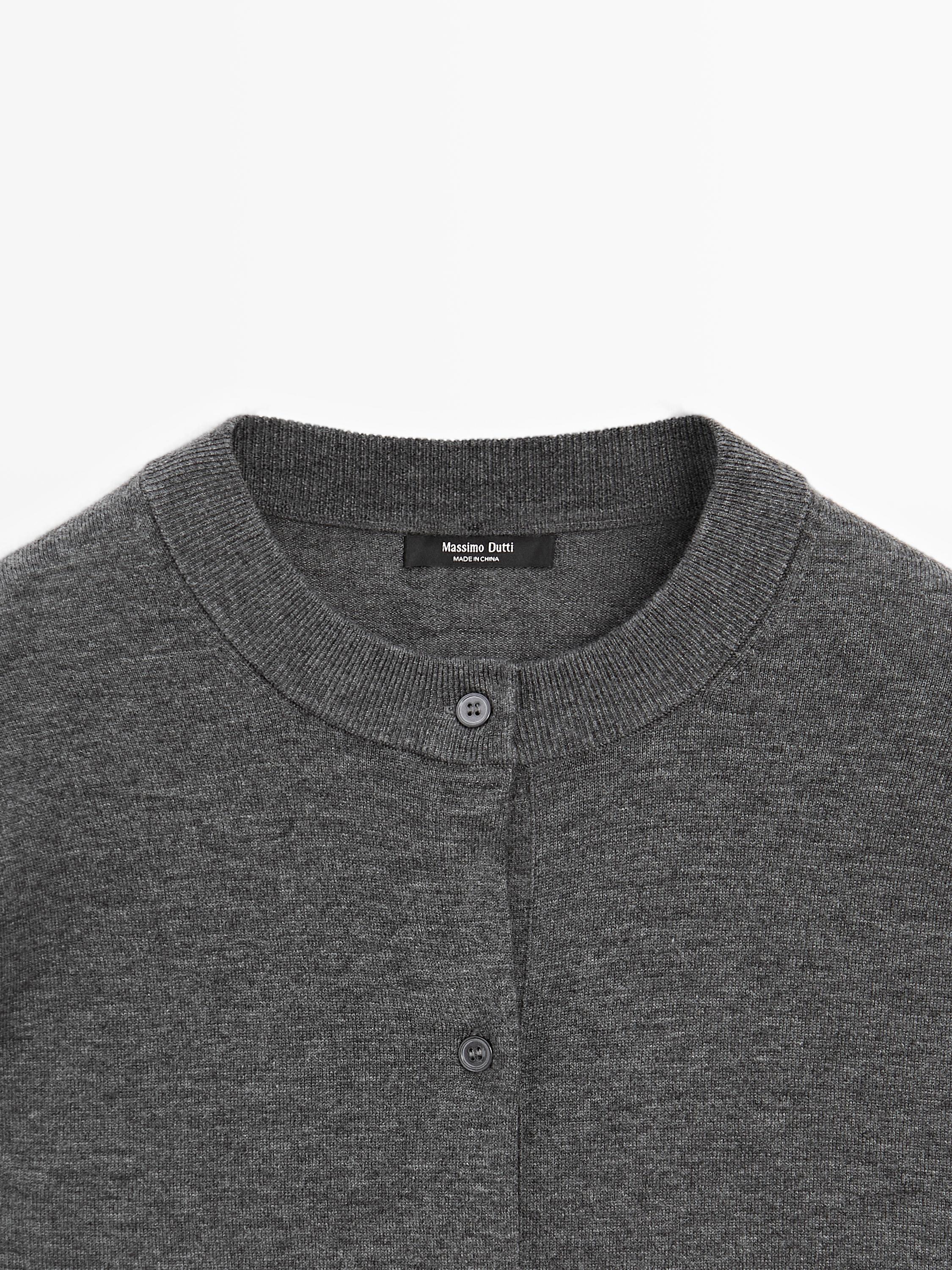 Long knit buttoned cardigan — MEDIUM GREY