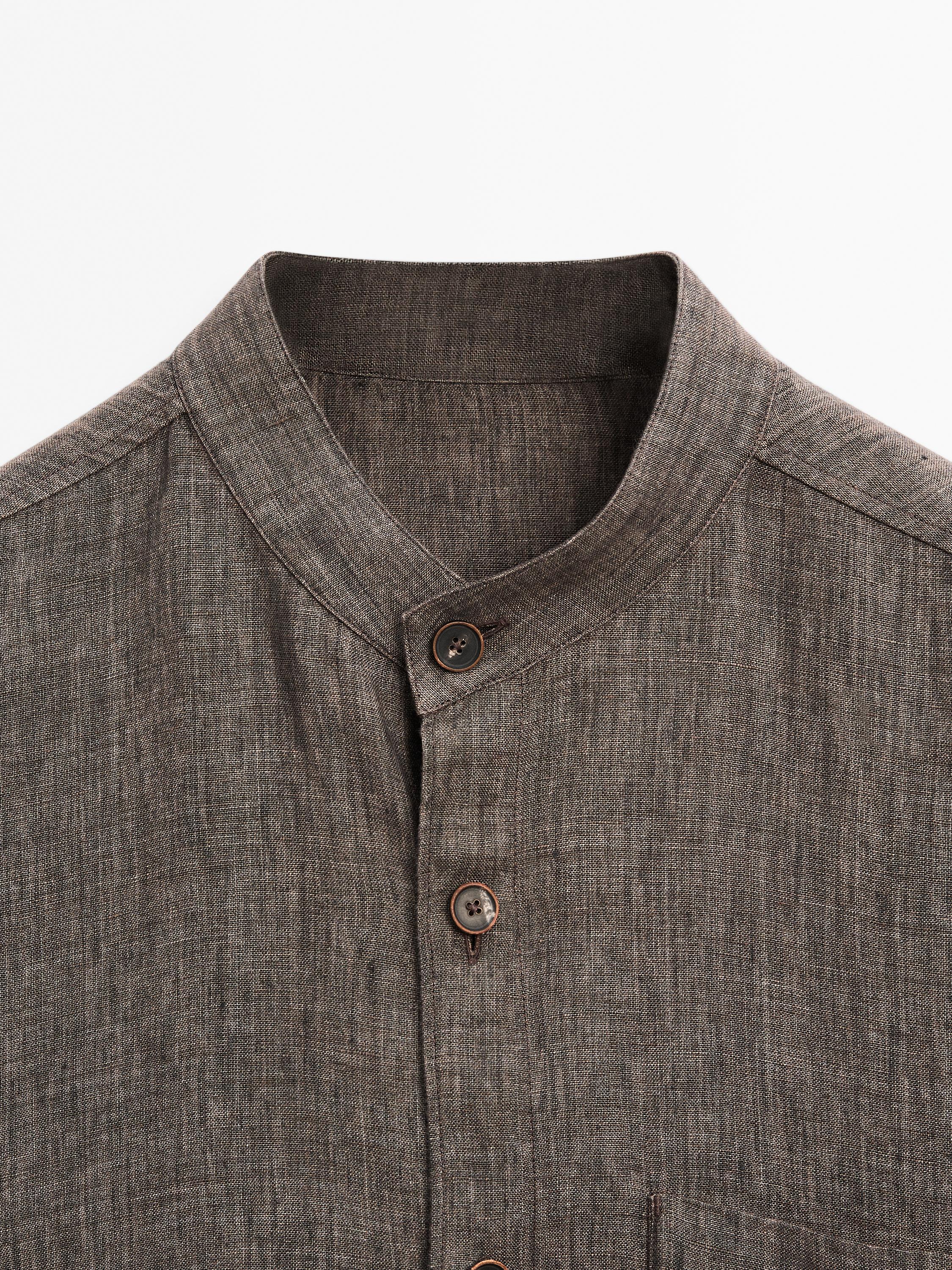 Sobrecamisa relaxed fit cuello mao