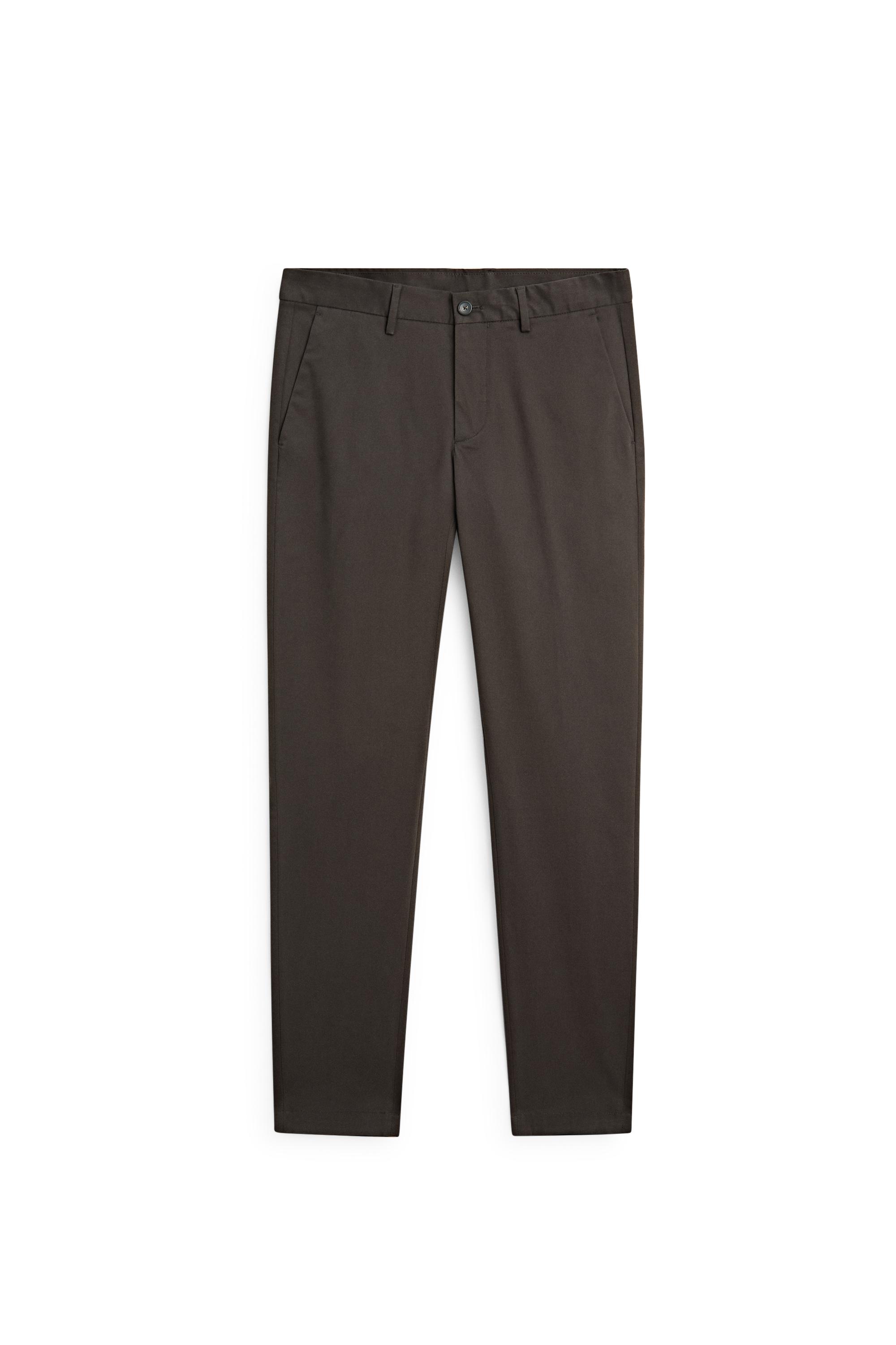 Cotton blend slim fit pants — BROWN