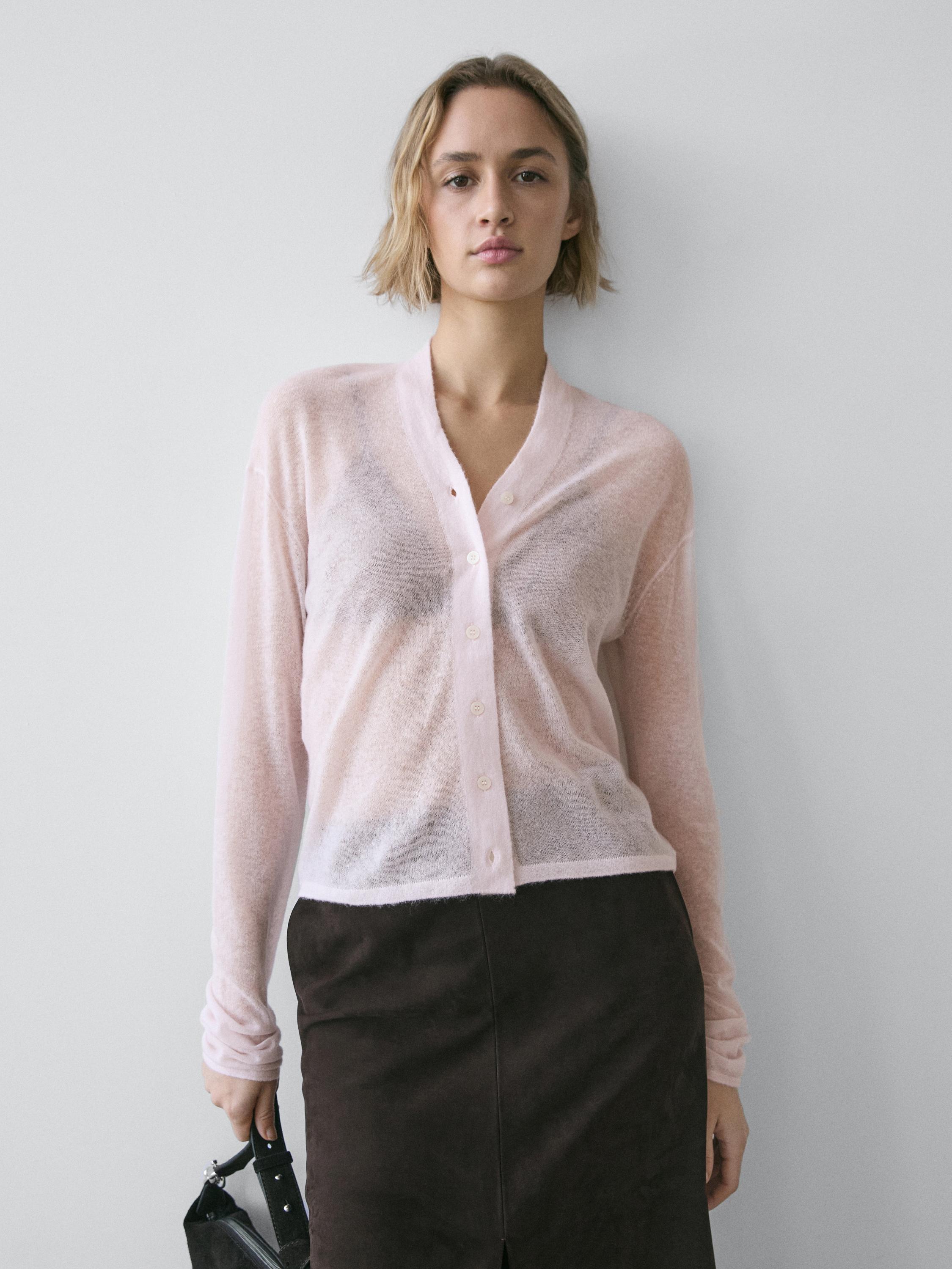 Wool blend knit cardigan