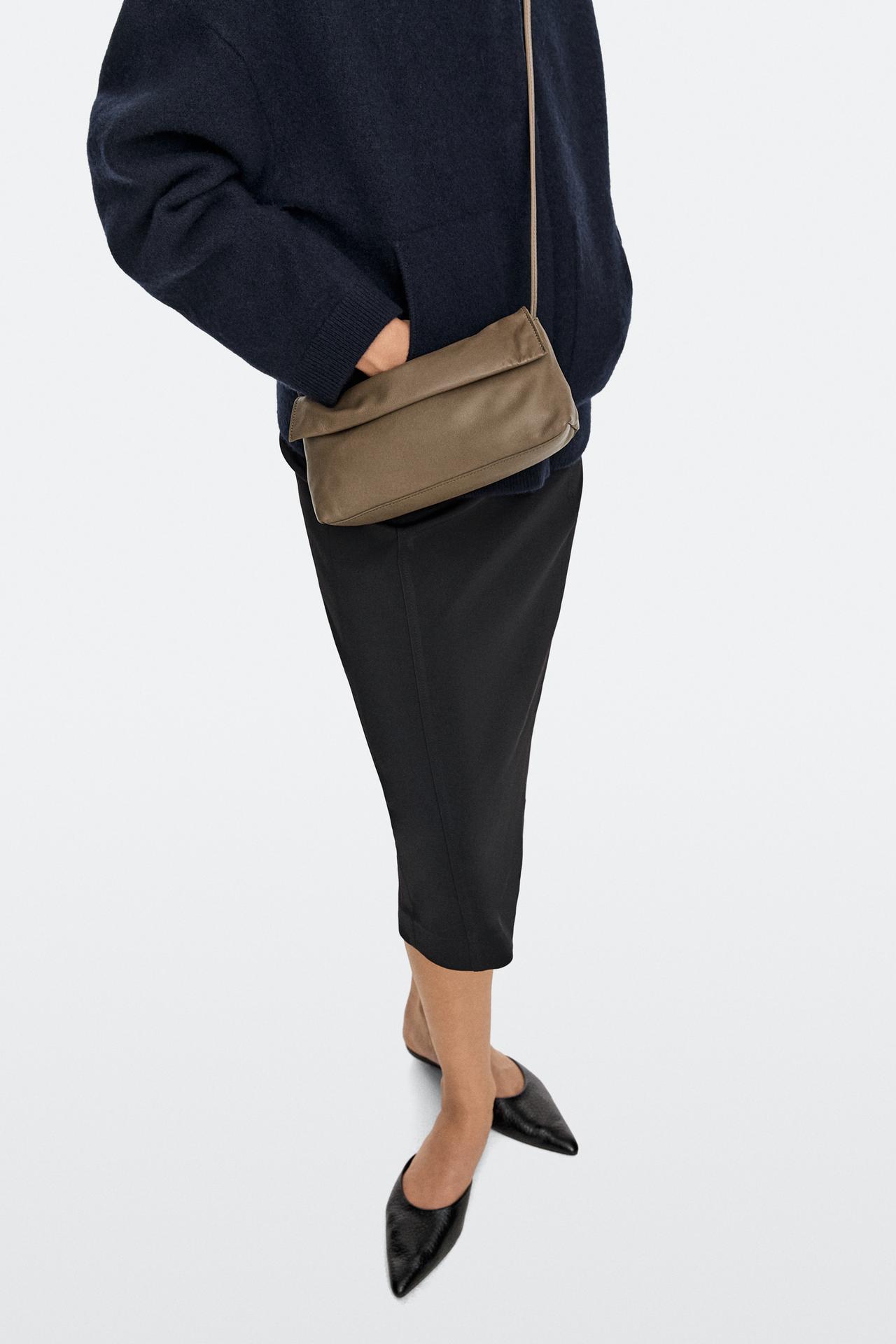 Nappa leather crossbody bag — MOLE BROWN