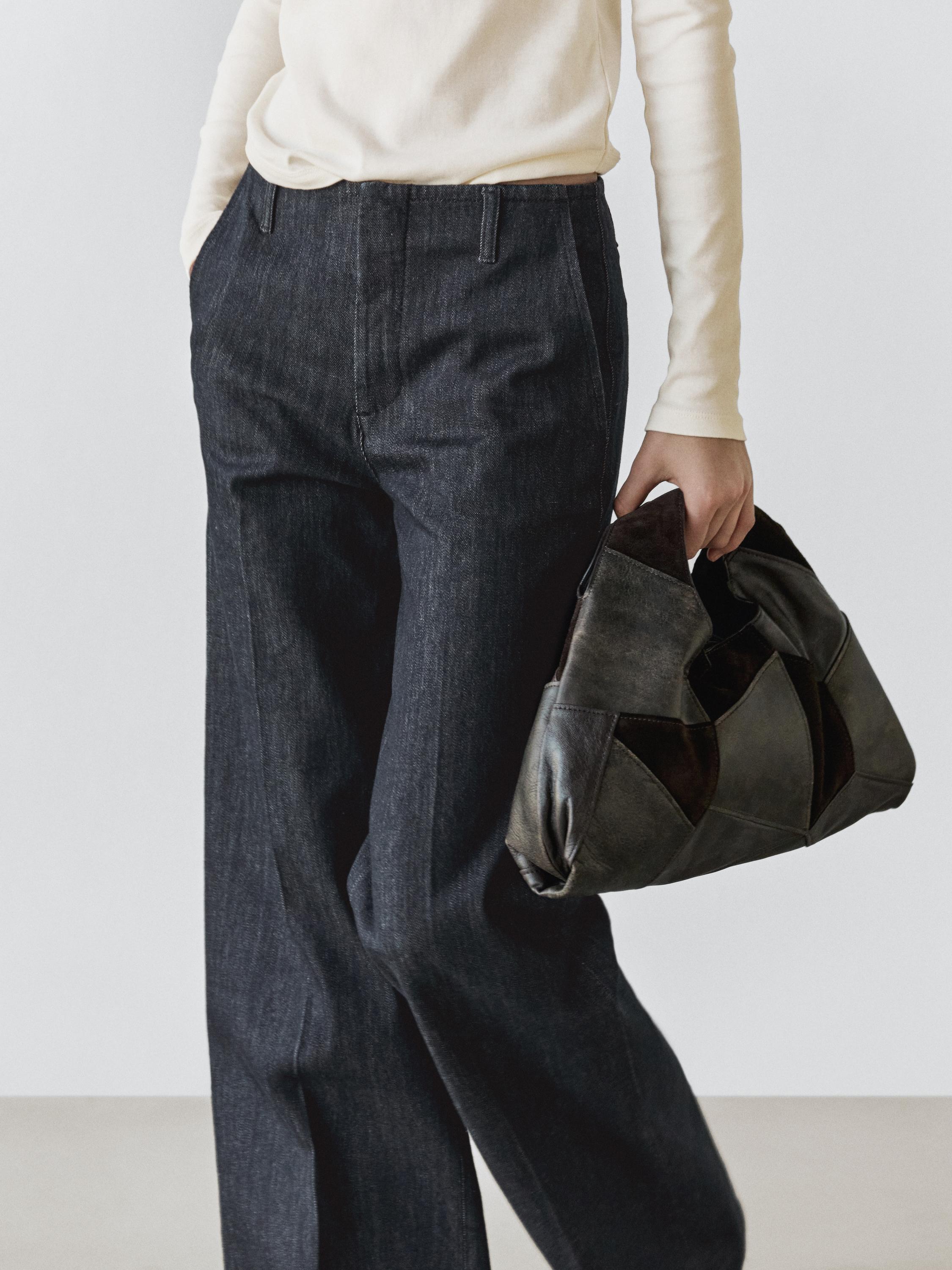 Mid-rise wide-leg jeans