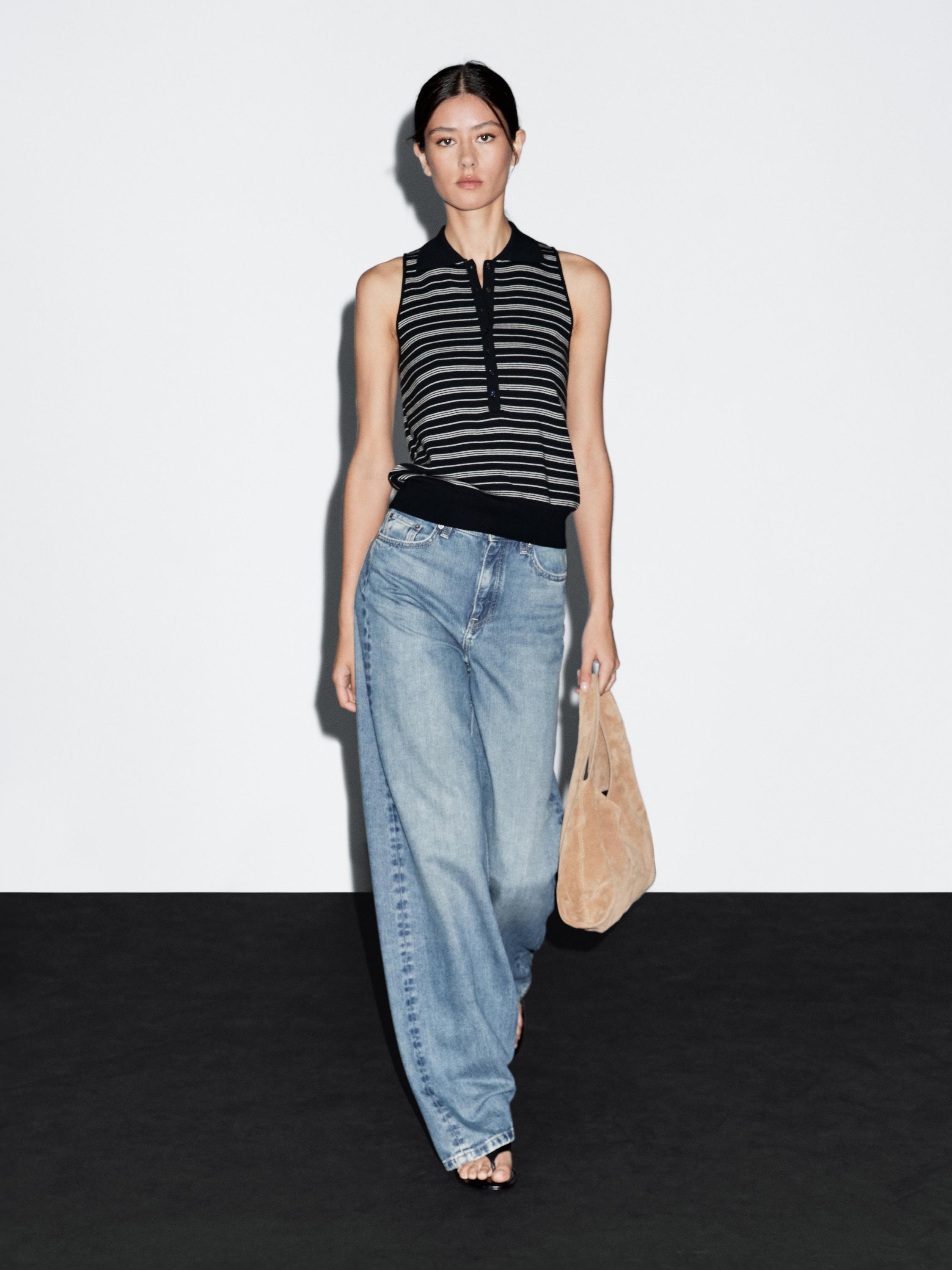 Cotton polo shirt with striped details