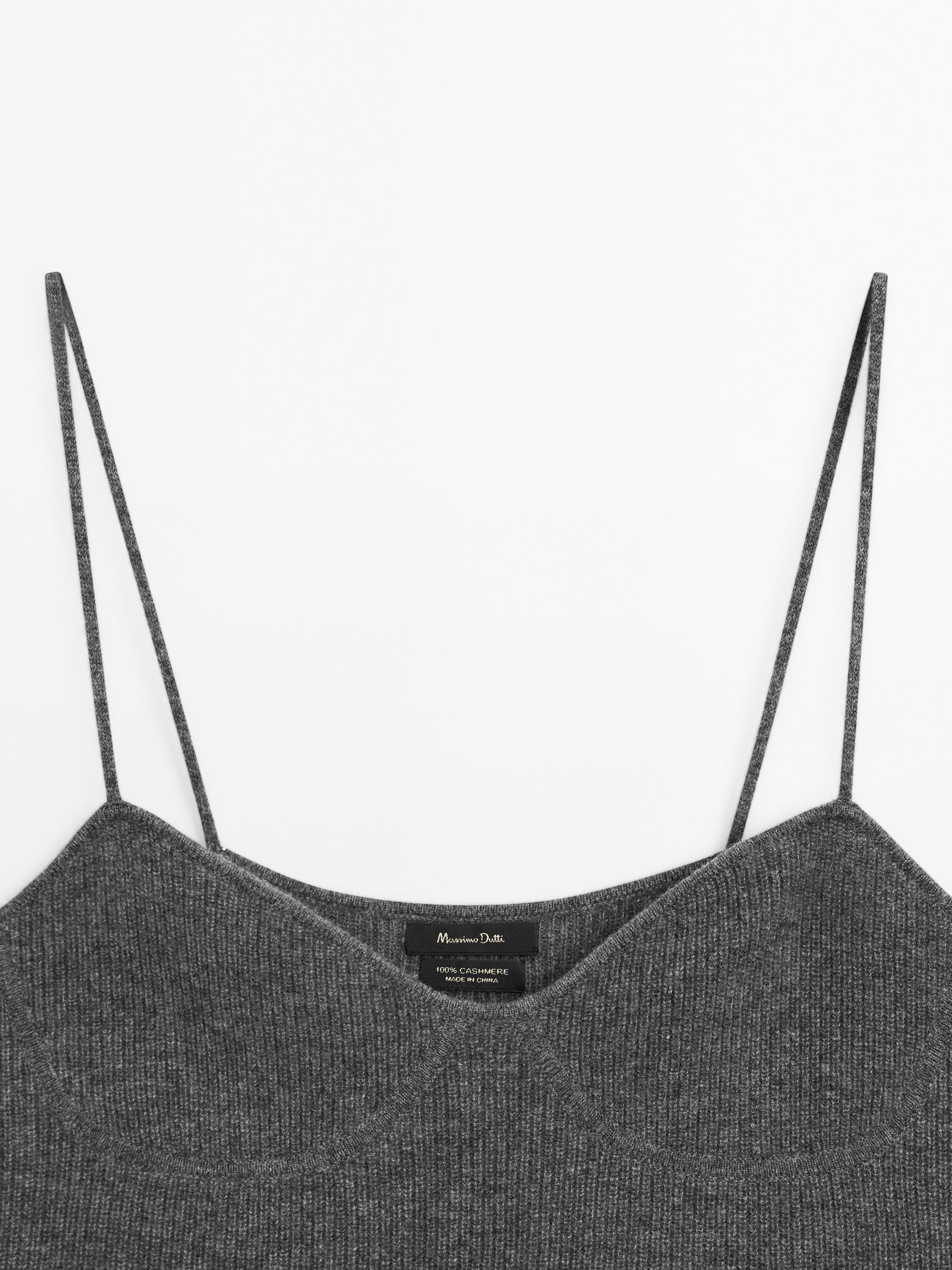 100% cashmere knit strappy top