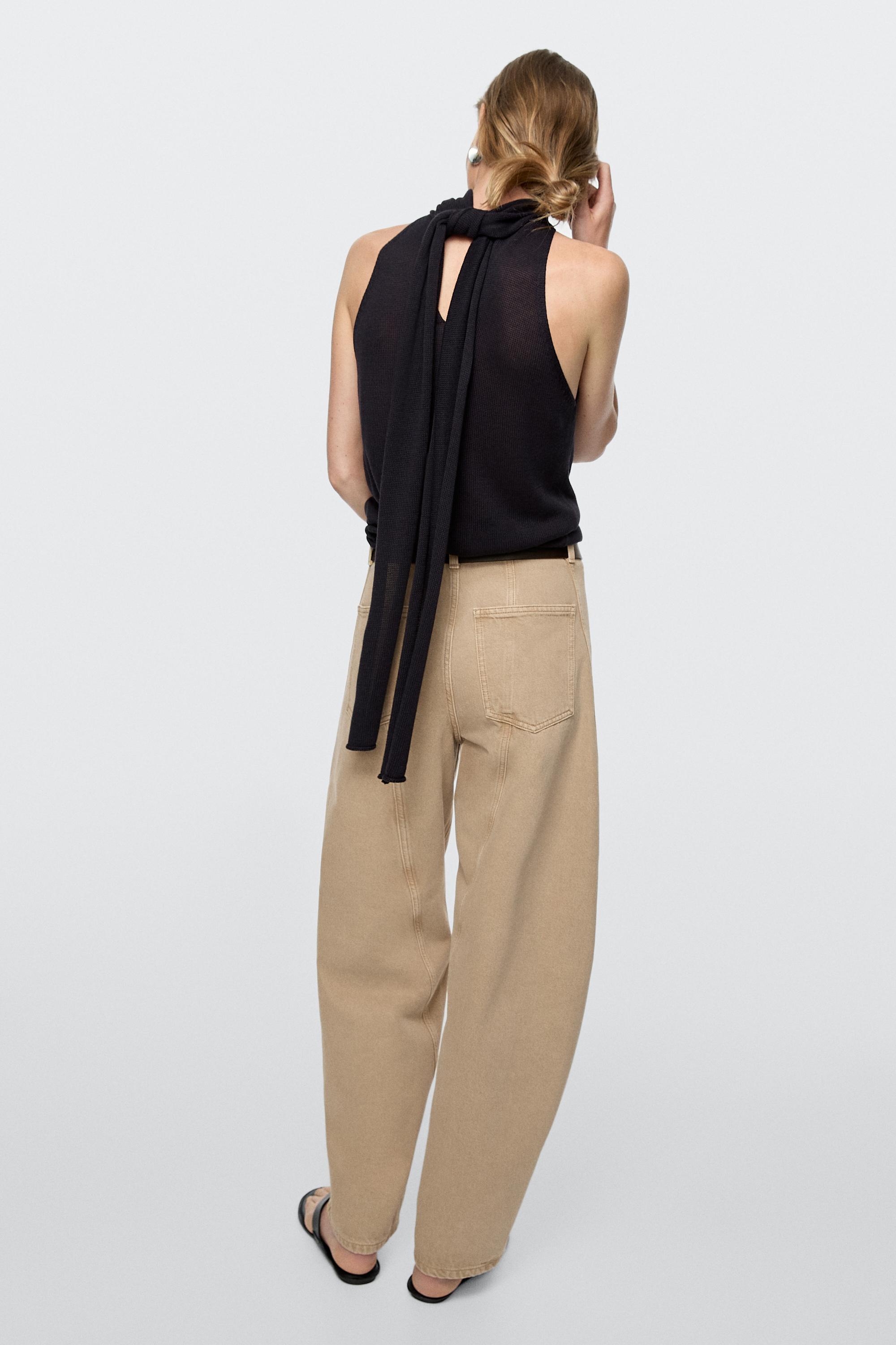 Barrel fit jeans with waist detail - LIMITED EDITION — STONE