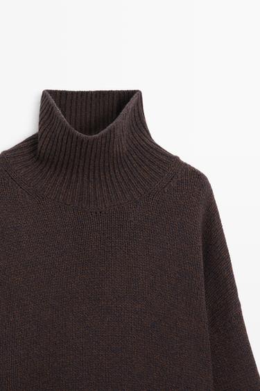 100% wool oversize knit sweater — BROWN 4