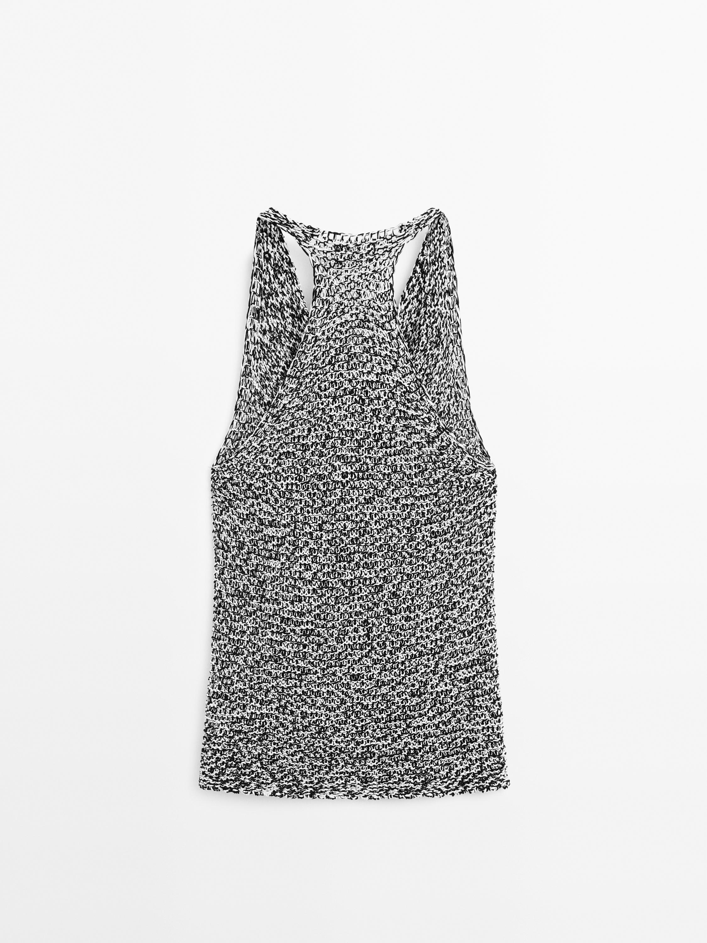 Draped knit top with flecked detail