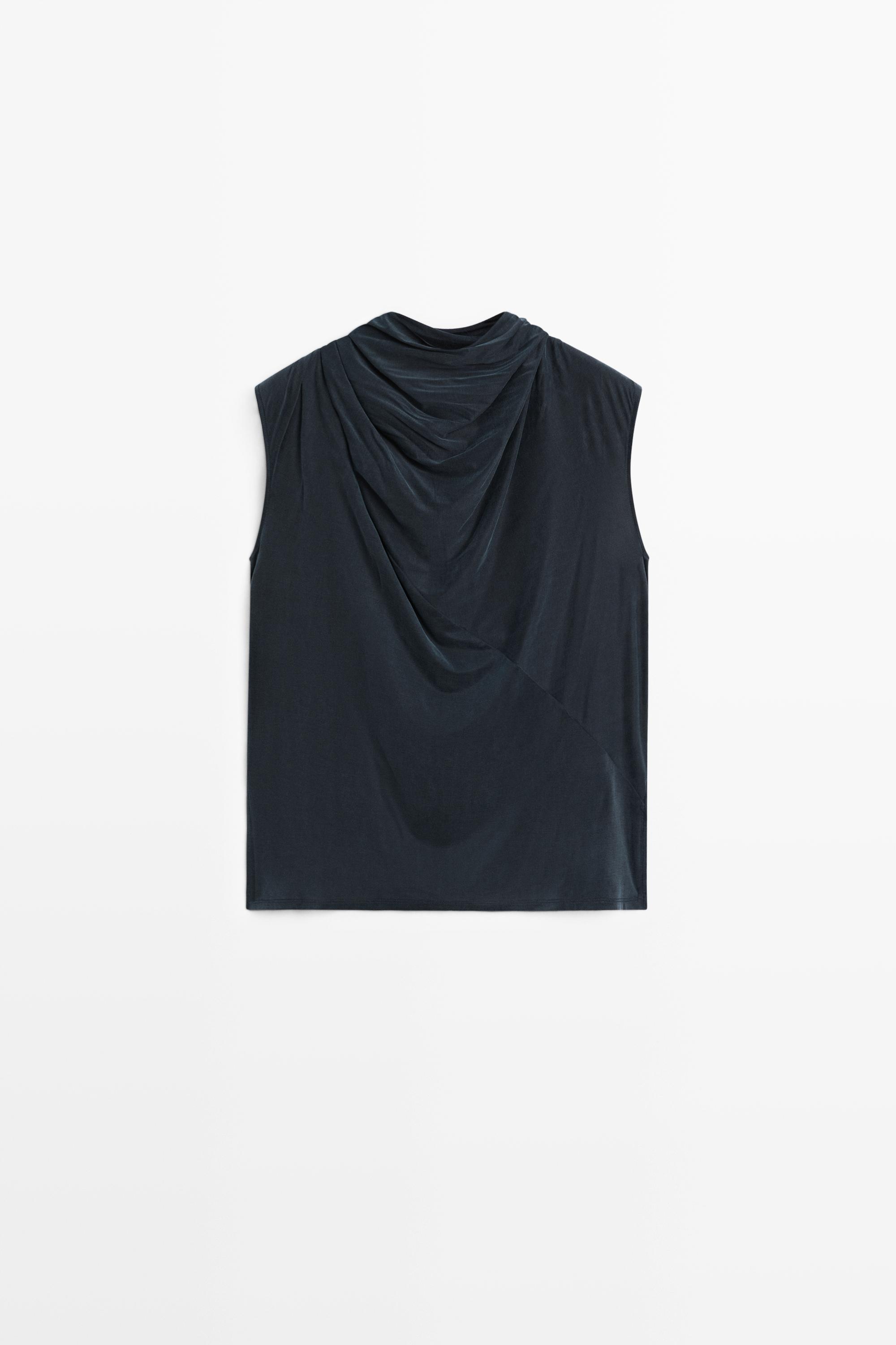 Draped back-tie top - STUDIO — BLUE