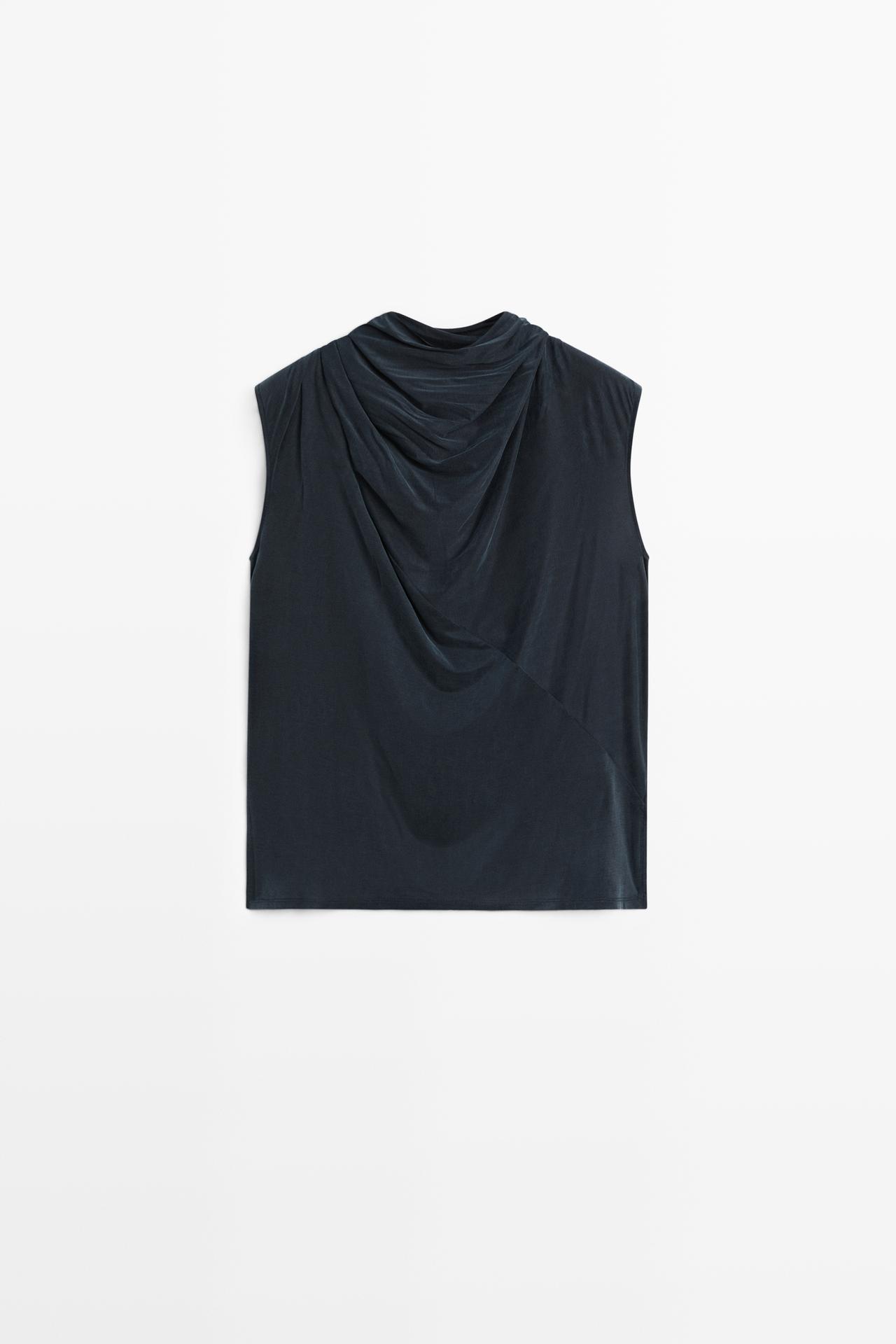Draped back-tie top - STUDIO — BLUE