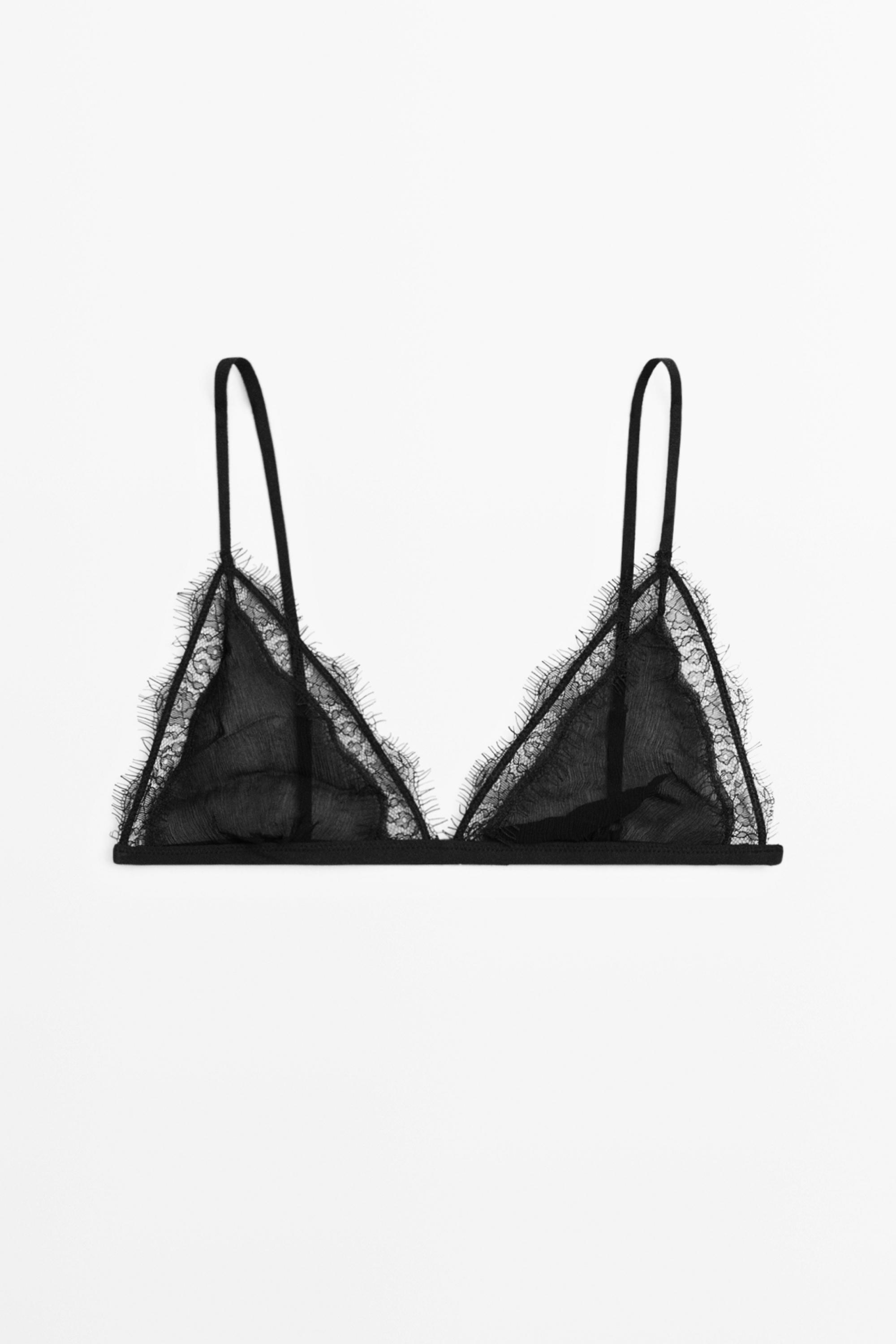 Bralette with lace detail — BLACK
