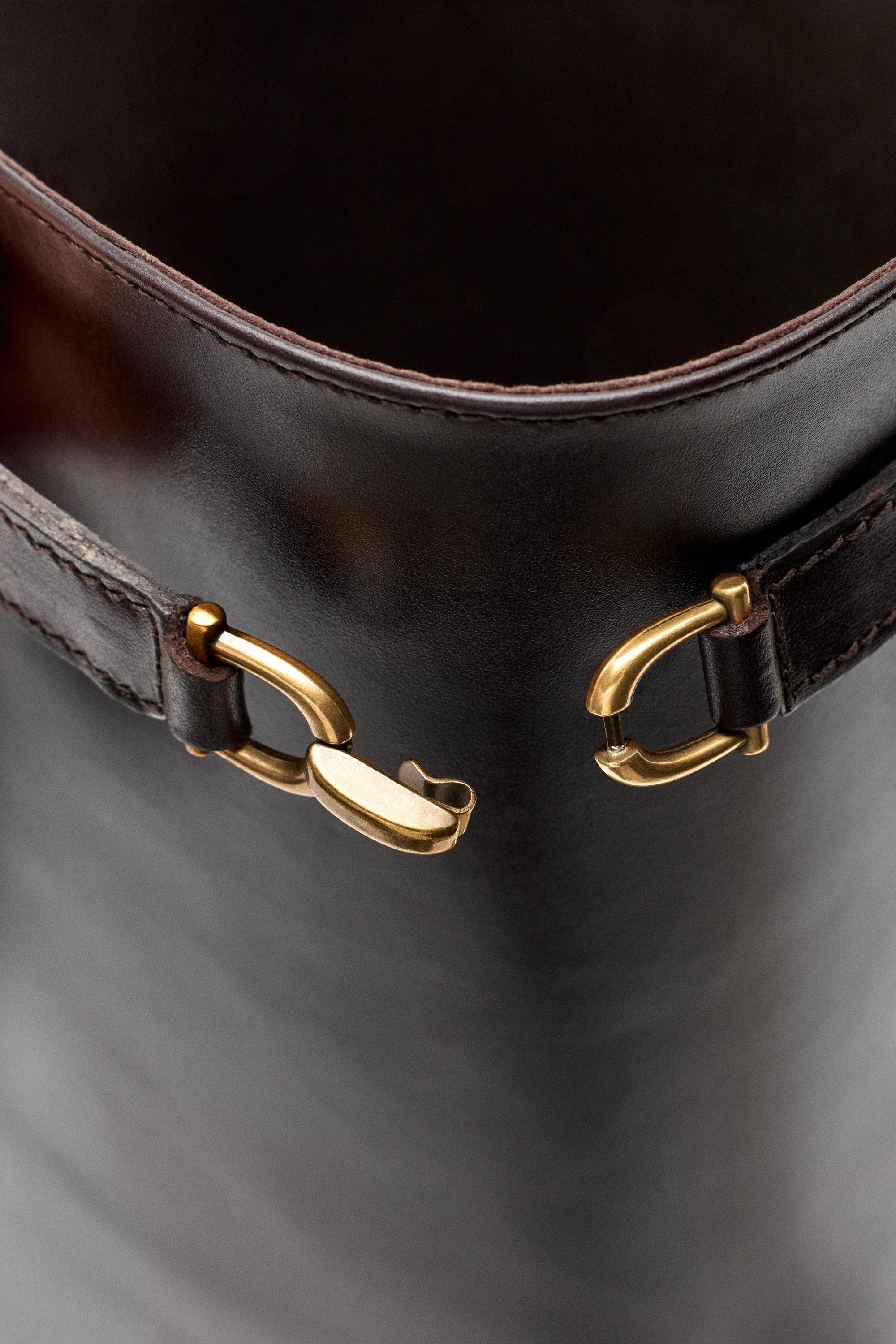 Leather riding boot — BROWN