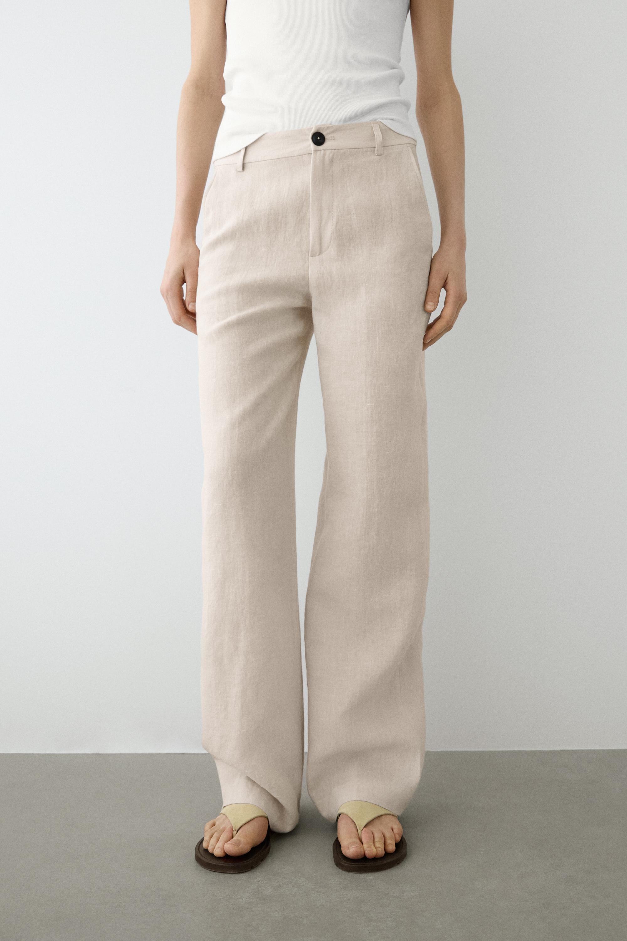 100% linen relaxed fit trousers — Off white