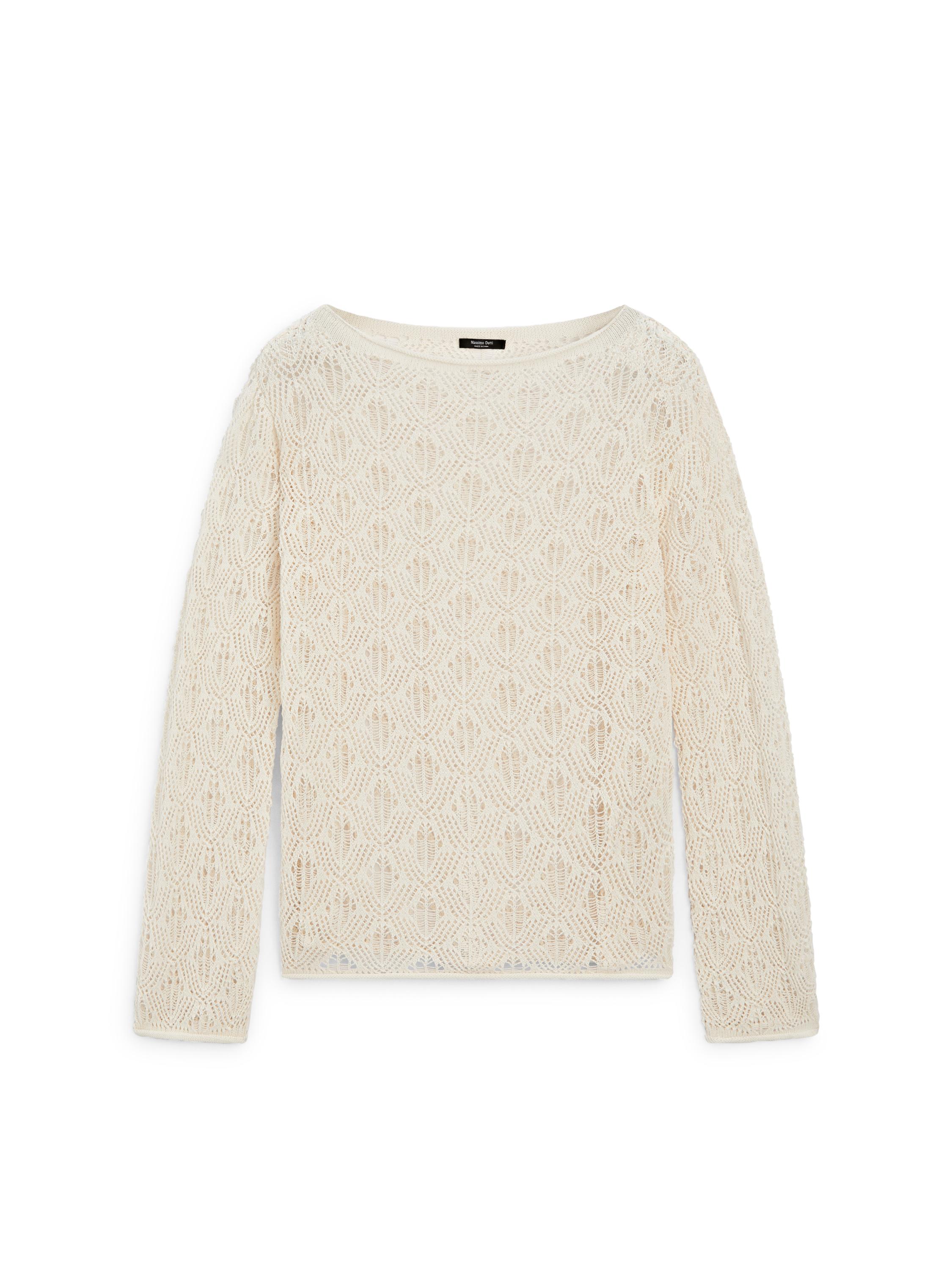 Boatneck sweater with openwork detail — CREAM
