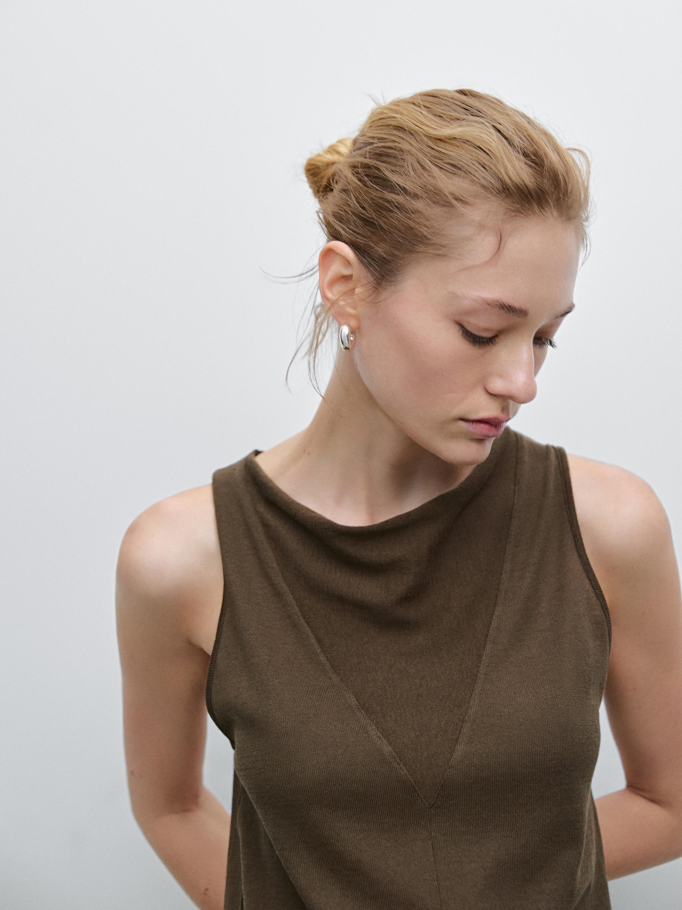 Top halter din tricot subțire de bumbac