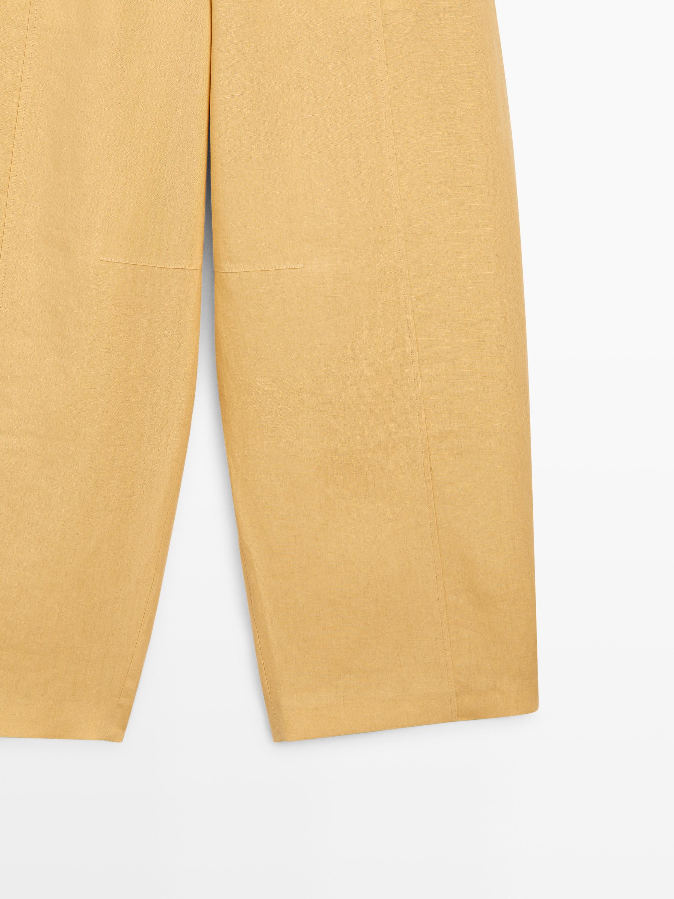 Linen barrel fit pants — YELLOW