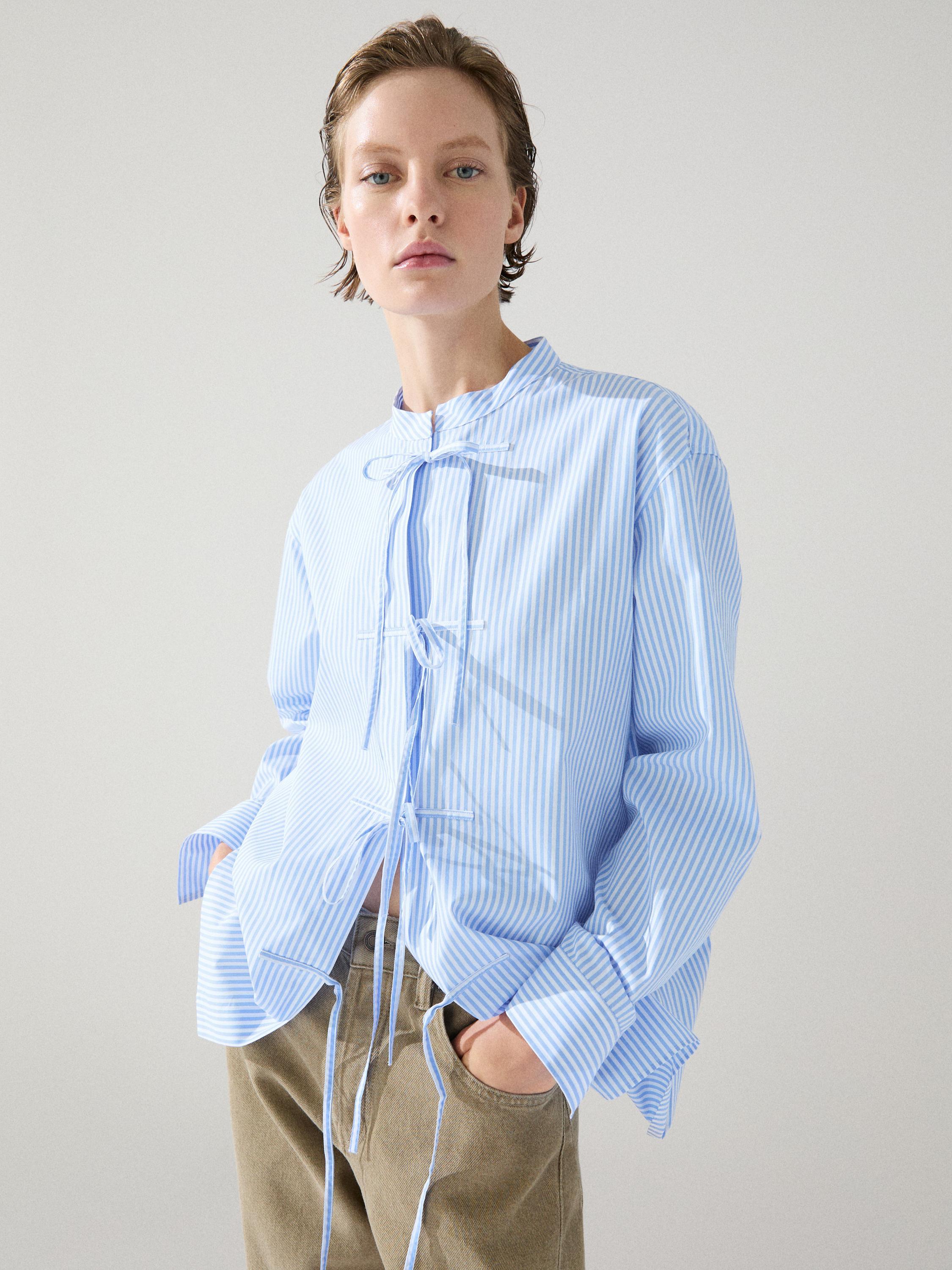 100% cotton striped shirt — SKY BLUE
