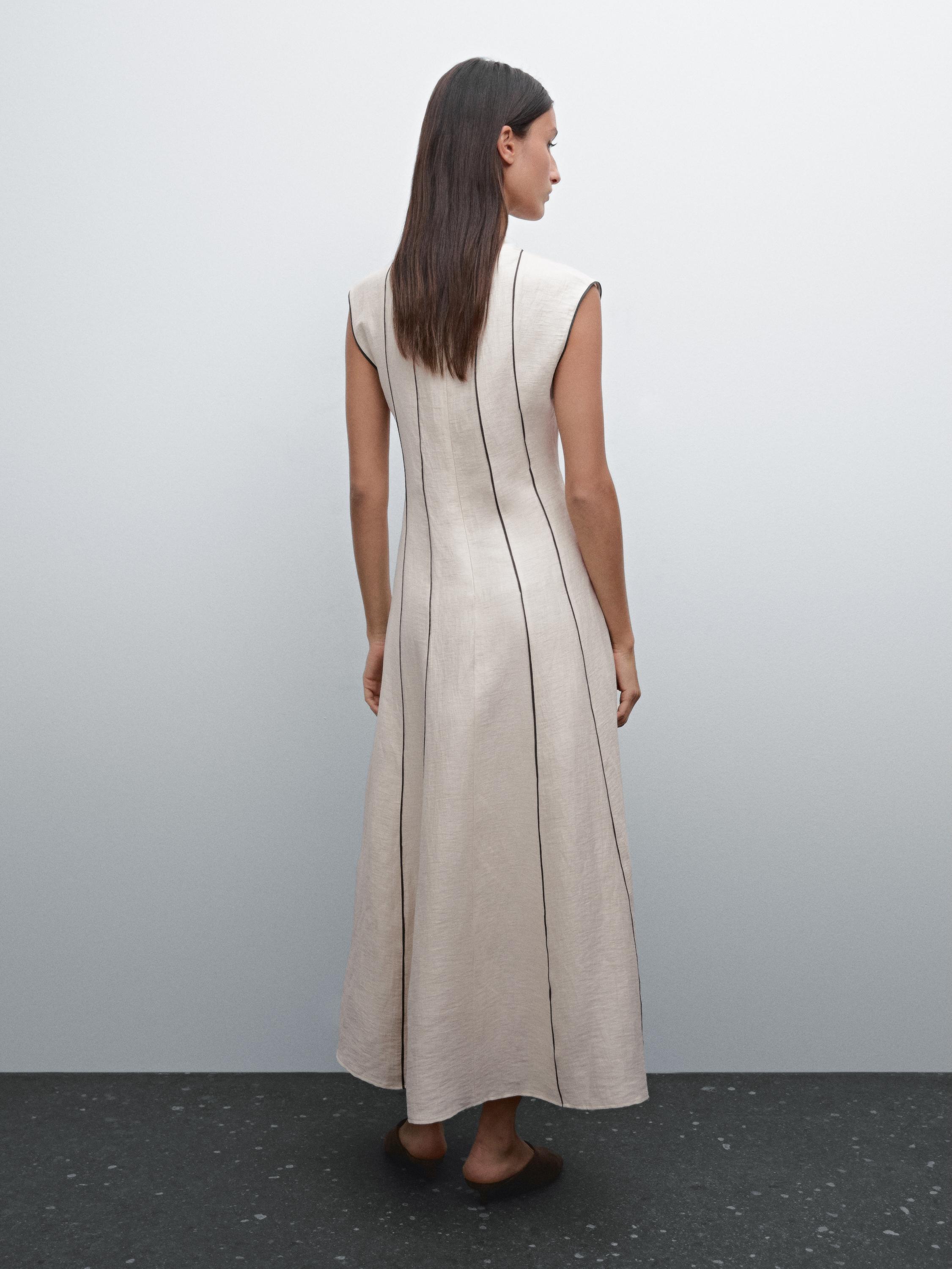Robe à liserés contrastants en lin mélangé