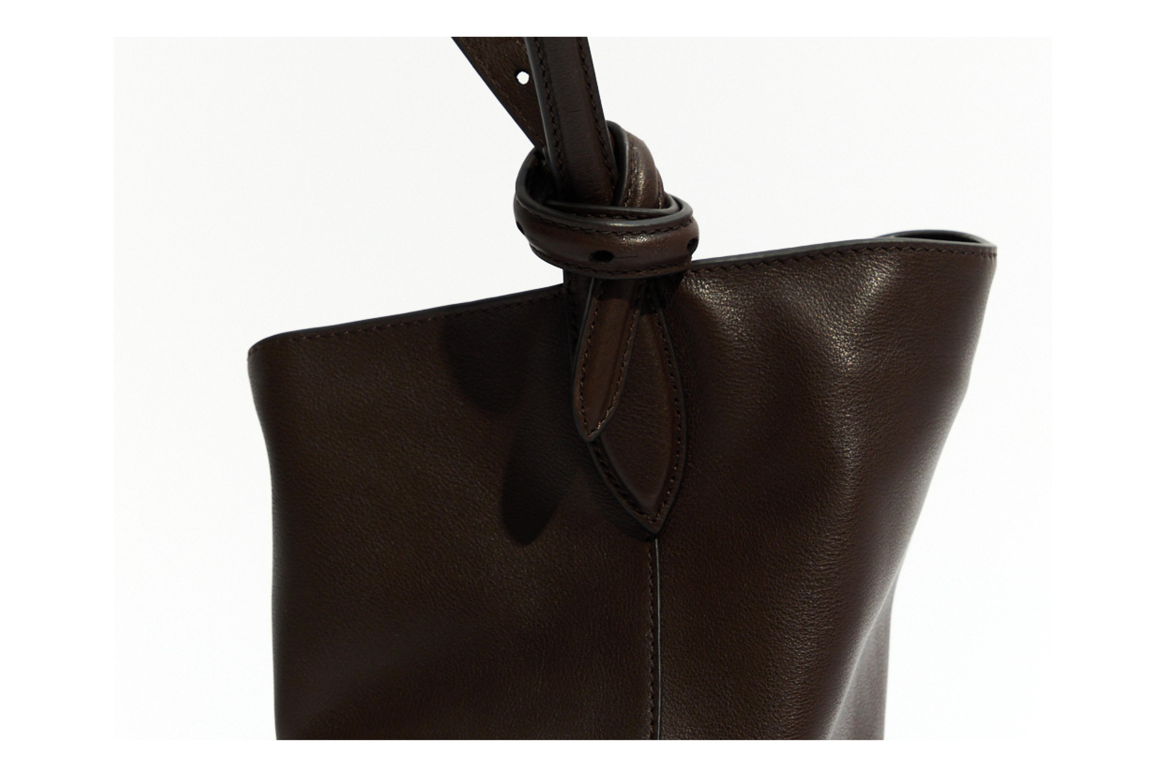 Nappa leather bucket bag — BROWN