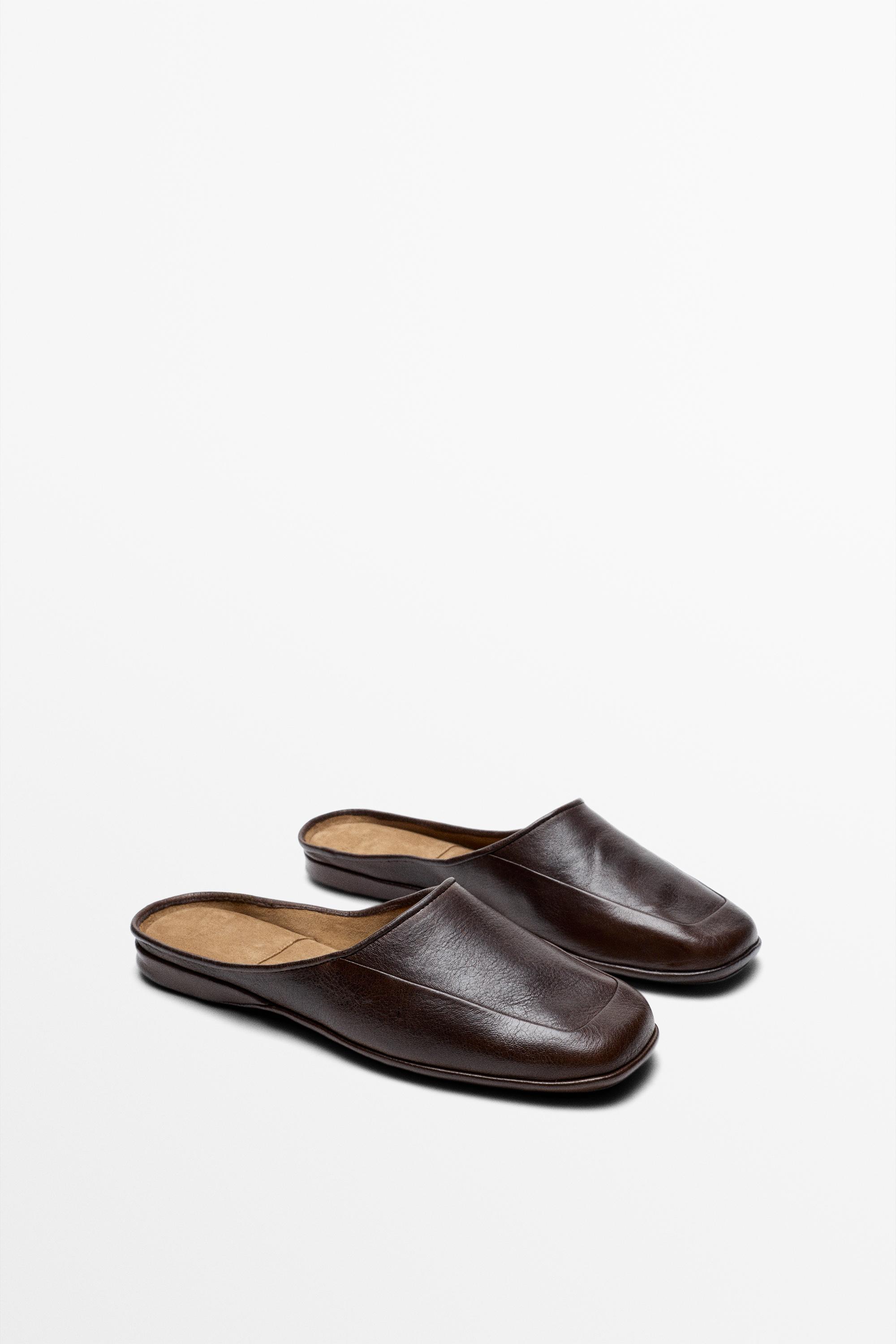 Soft leather mules - STUDIO — BROWN