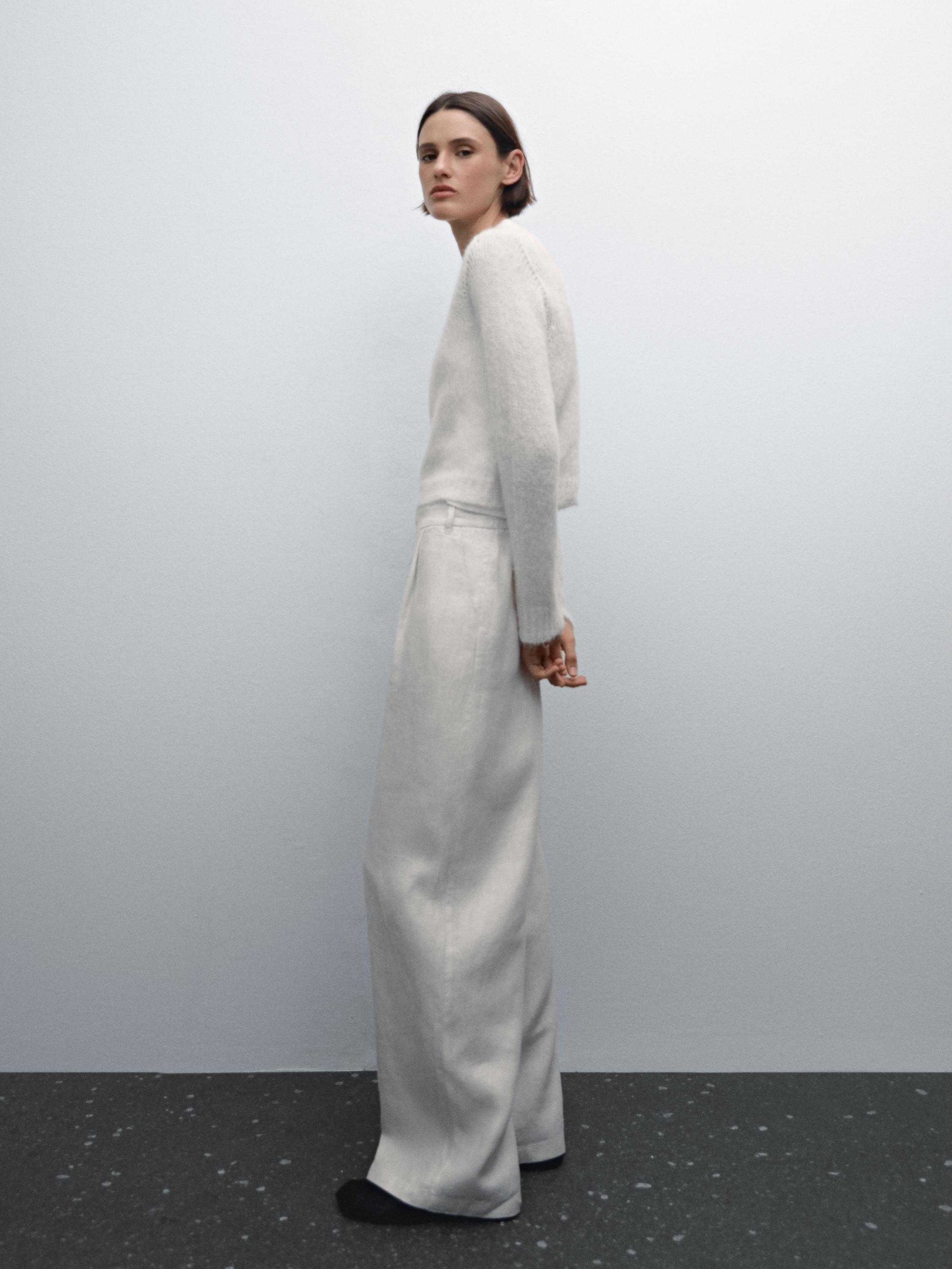 Pantalon wide élastiqué élastiqué lin