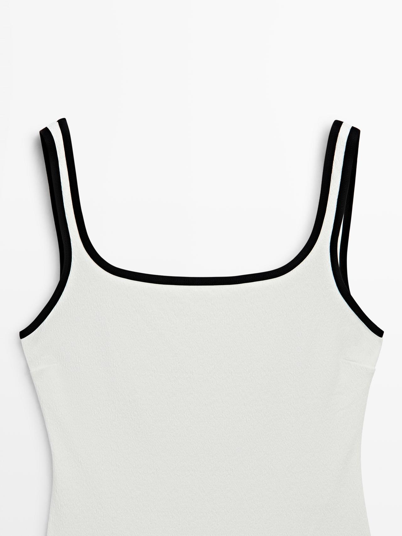 Contrast texture swimsuit — Off white