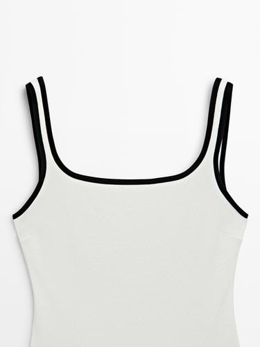 Contrast texture swimsuit — Off white 9