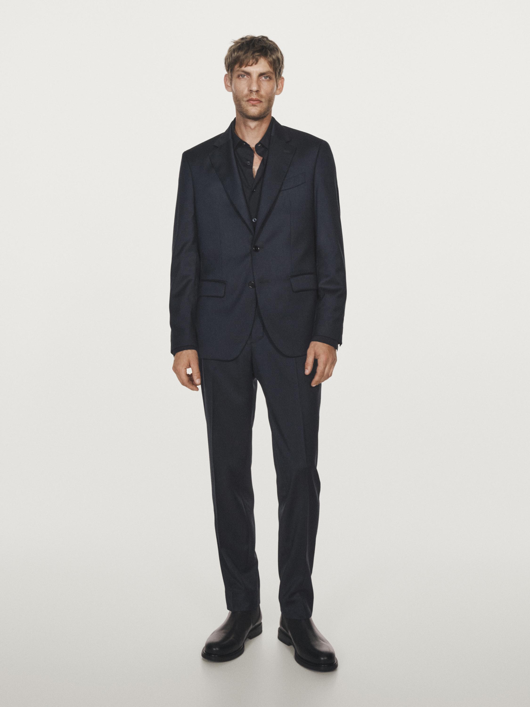 Pinstripe wool suit blazer