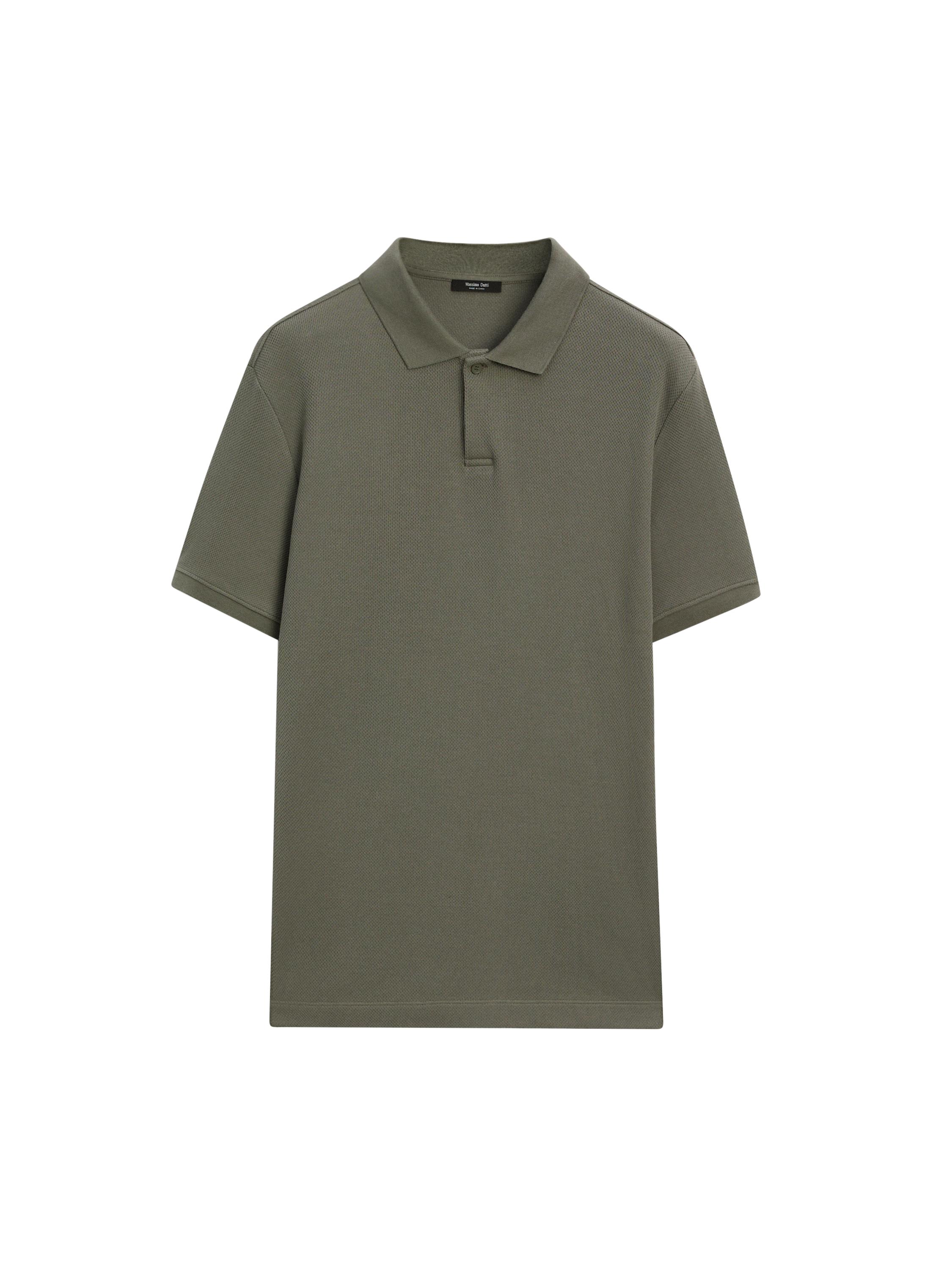 ★Massimo Dutti★ Microtextured cotton pique polo shirt Micro textured piqué cotton polo shirt · White, Navy Blue