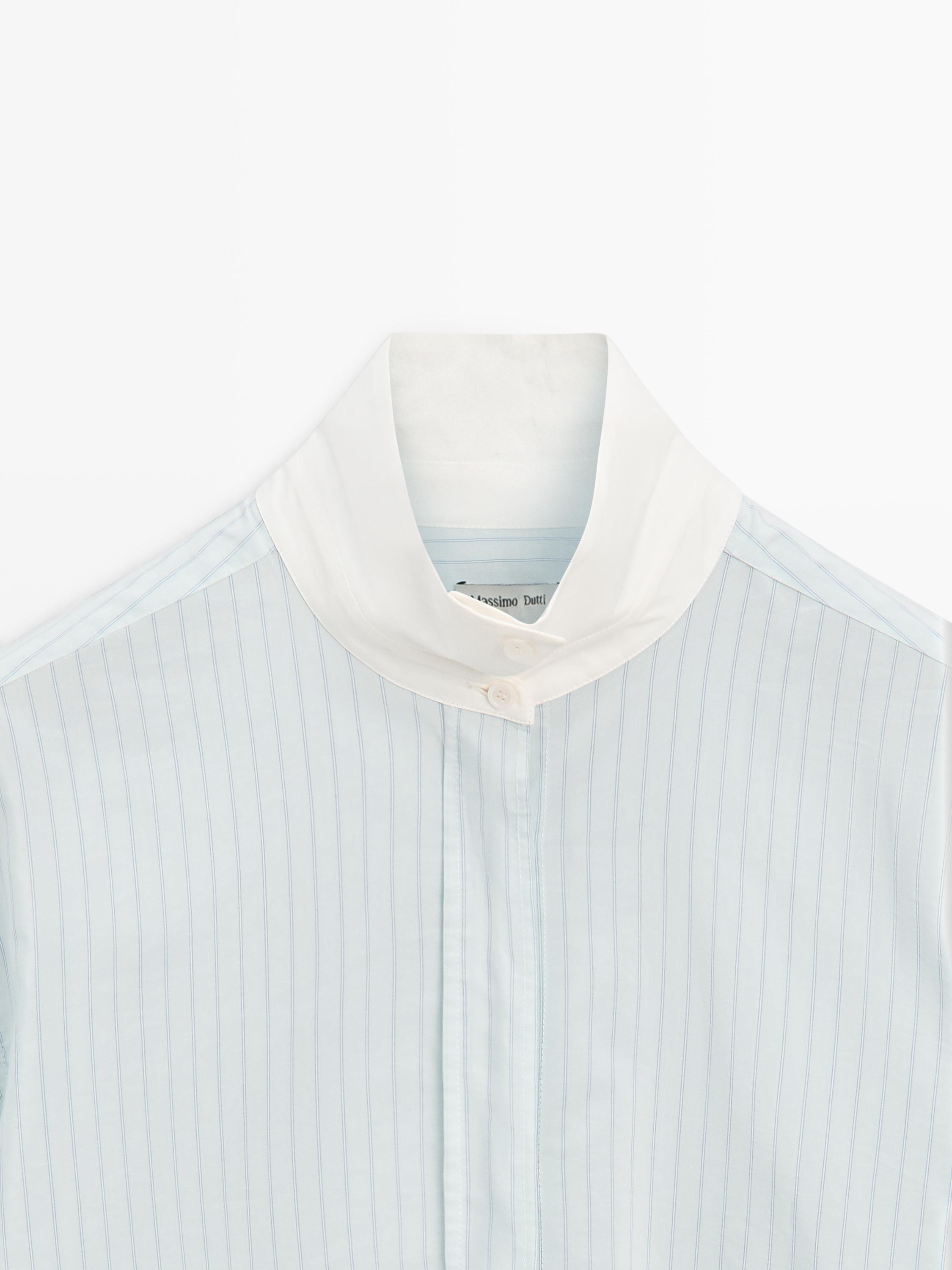 Shirt with contrast stripes - STUDIO — SKY BLUE