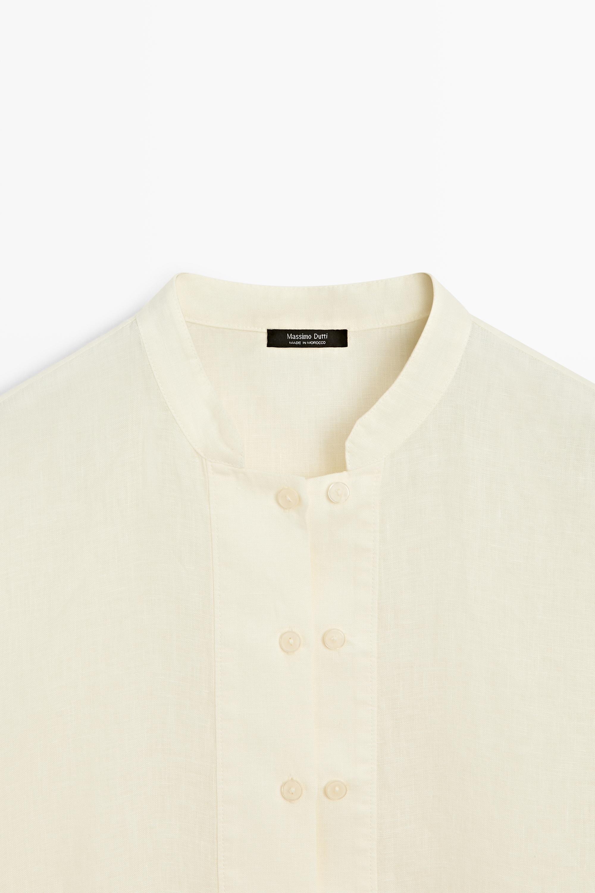Flowing 100% linen shirt with button detail — YELLOW