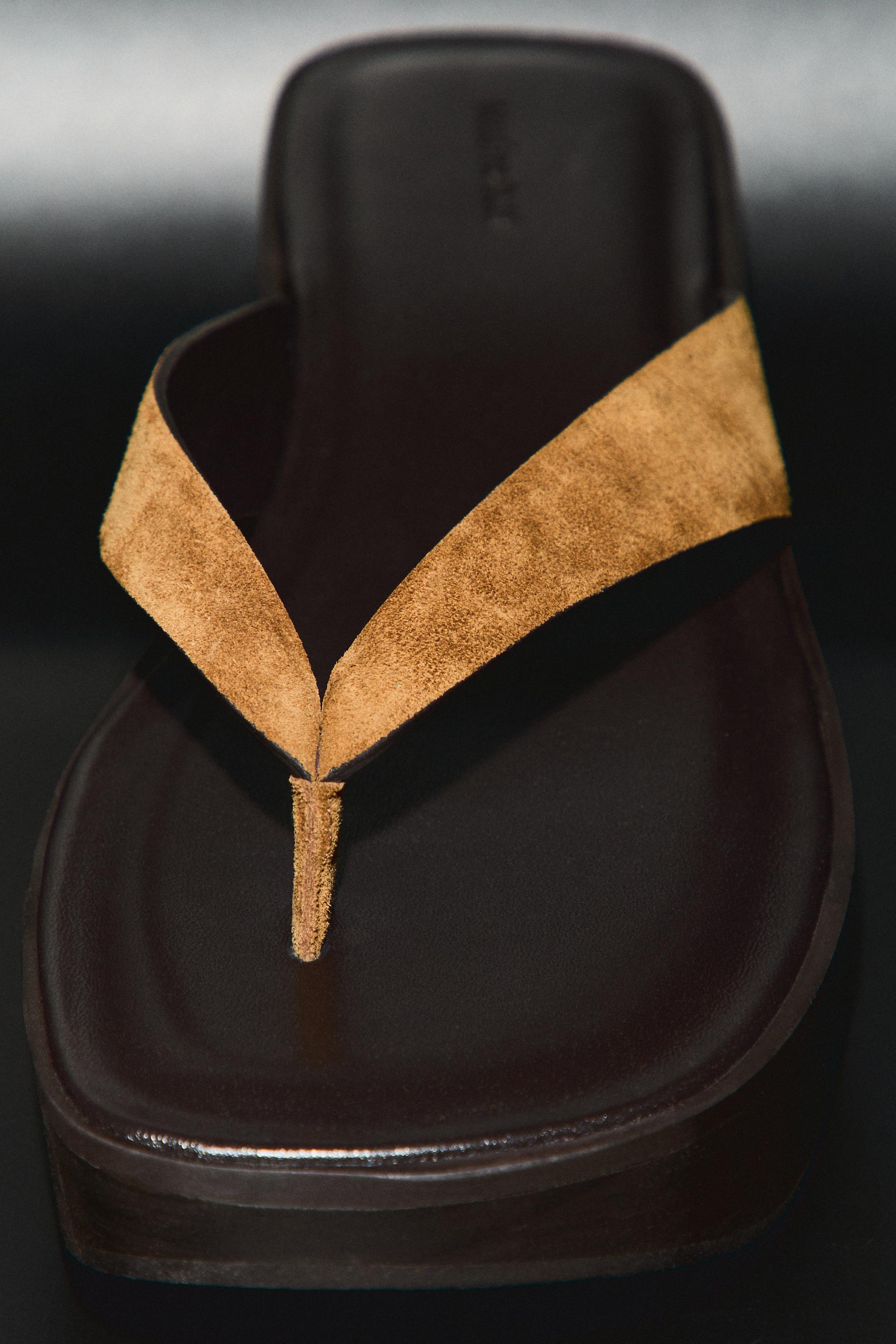 Leather wedge heel sandals — CAMEL