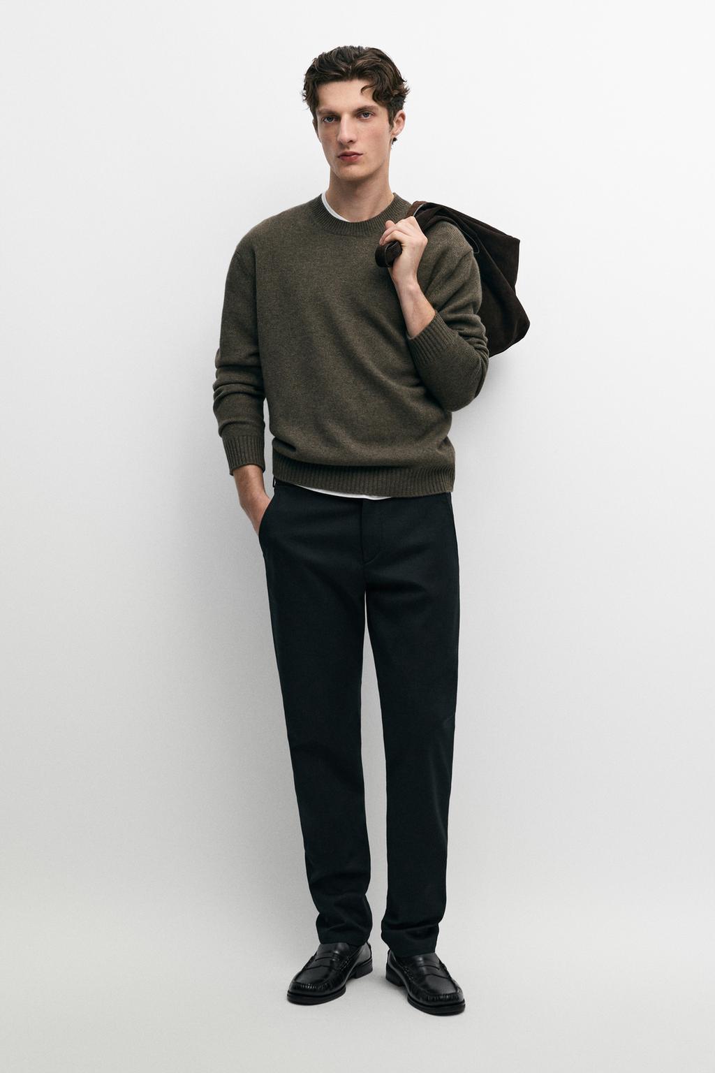 Cotton blend slim fit pants