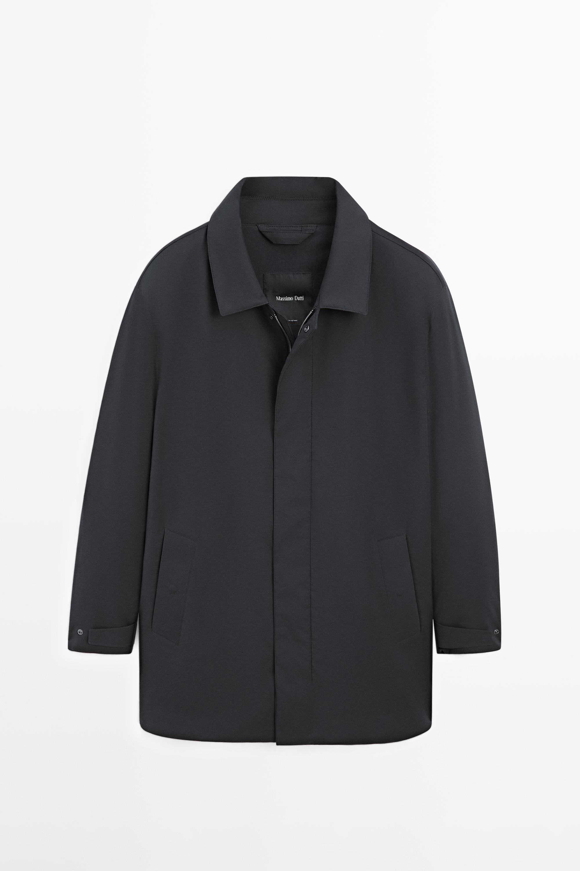 Water-repellent fabric trench coat — NAVY BLUE