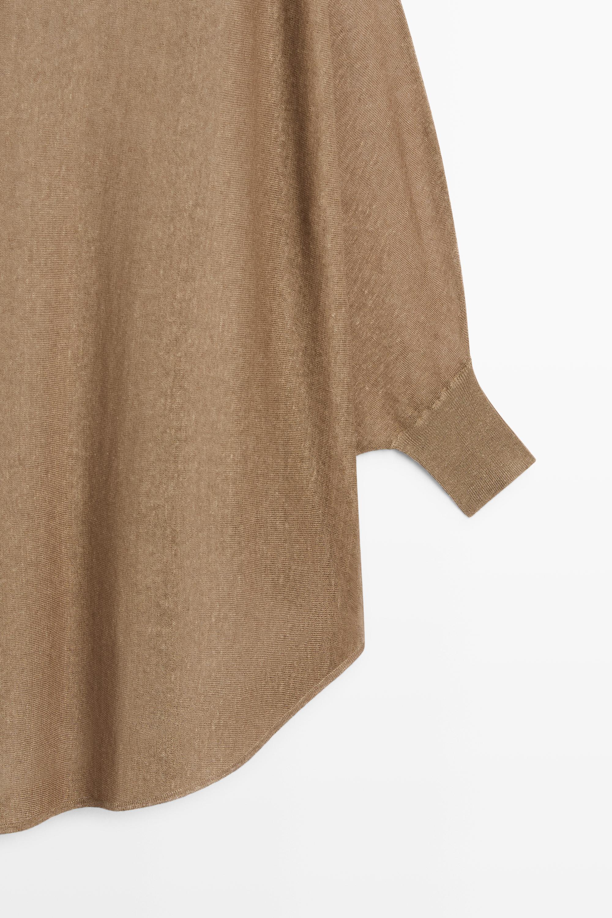 Linen blend flowing cape-style sweater — MOSS GREEN