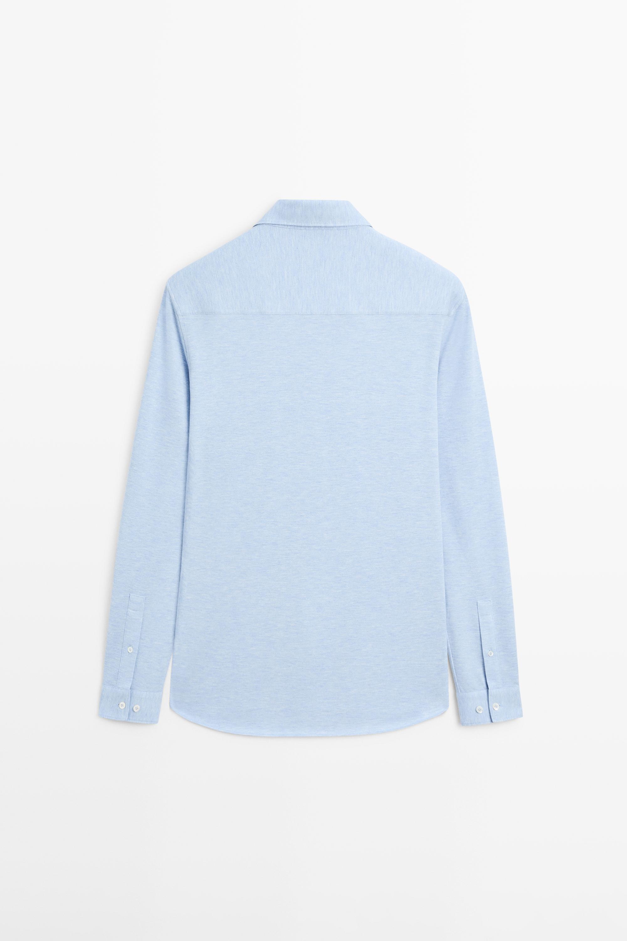Regular fit melange shirt — SKY BLUE