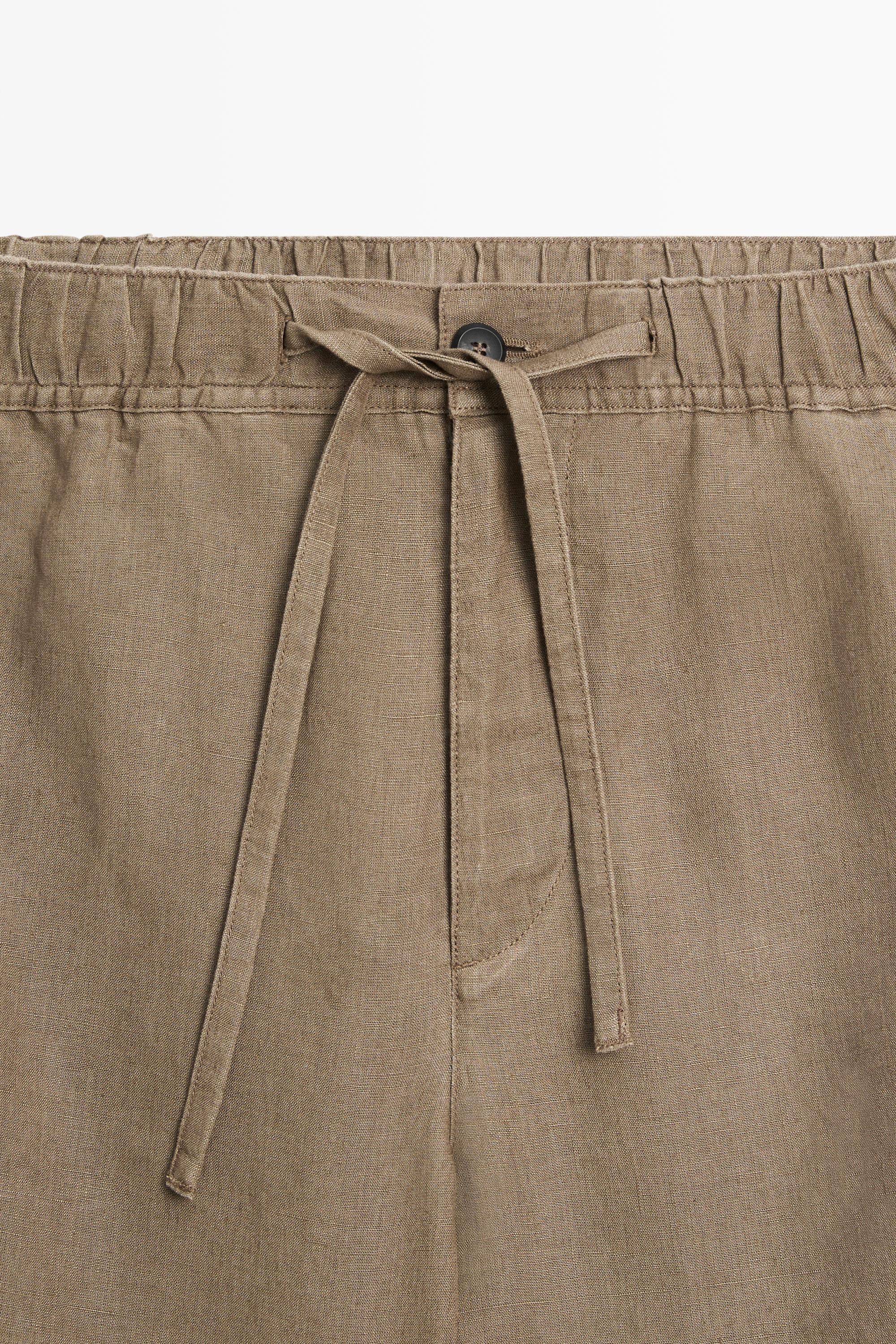 100% linen cargo Bermuda shorts — KHAKI