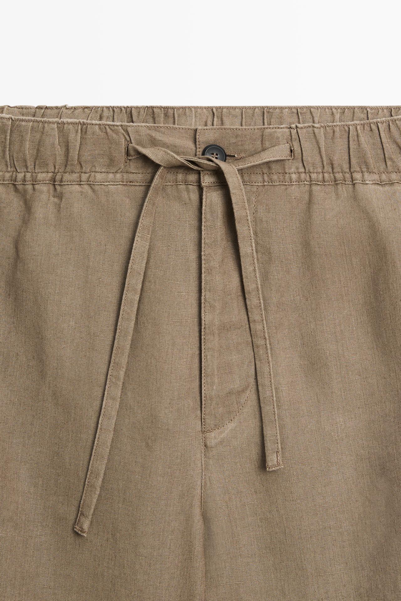 100% linen cargo Bermuda shorts — KHAKI