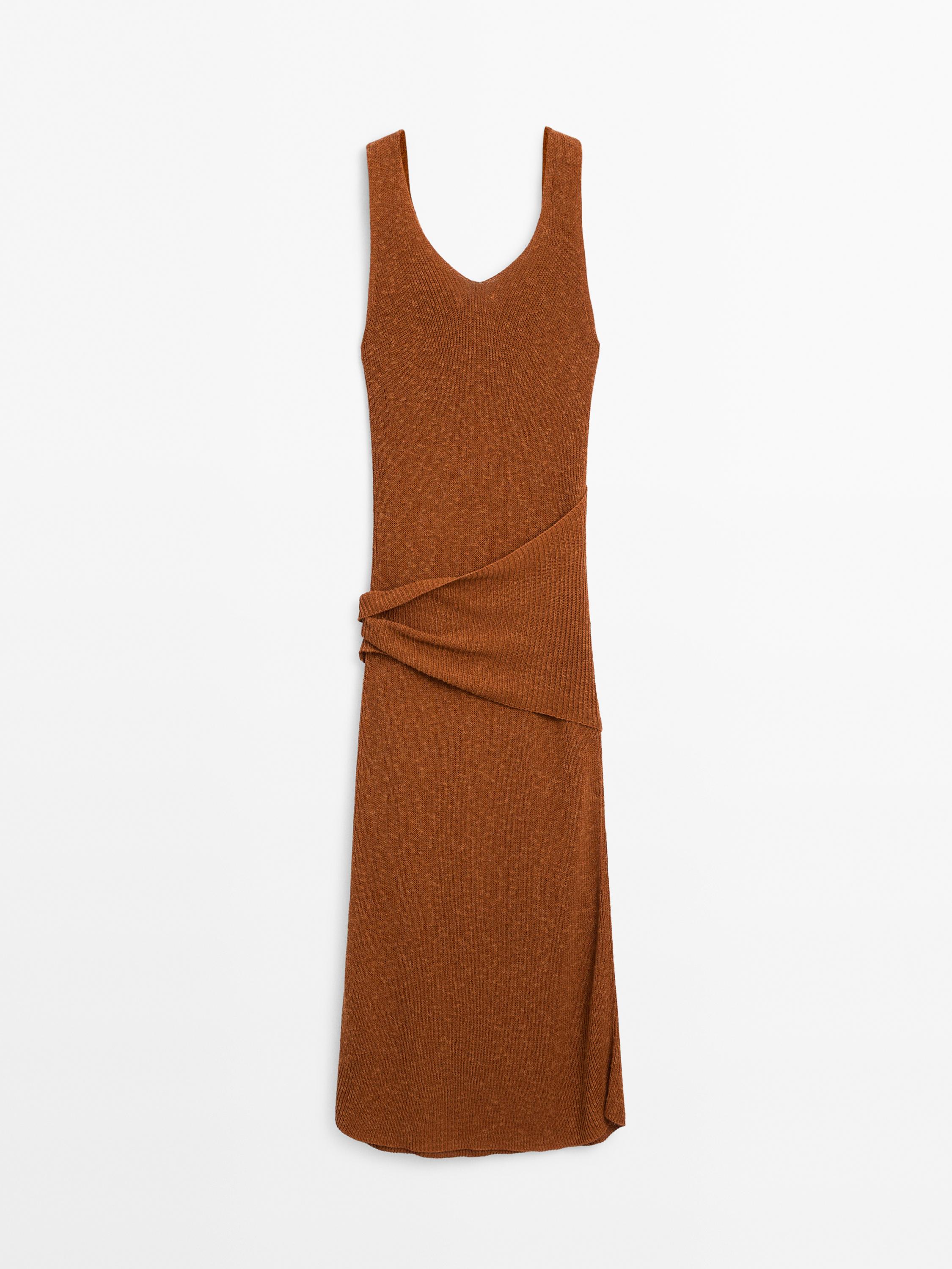 Long knit crossover dress