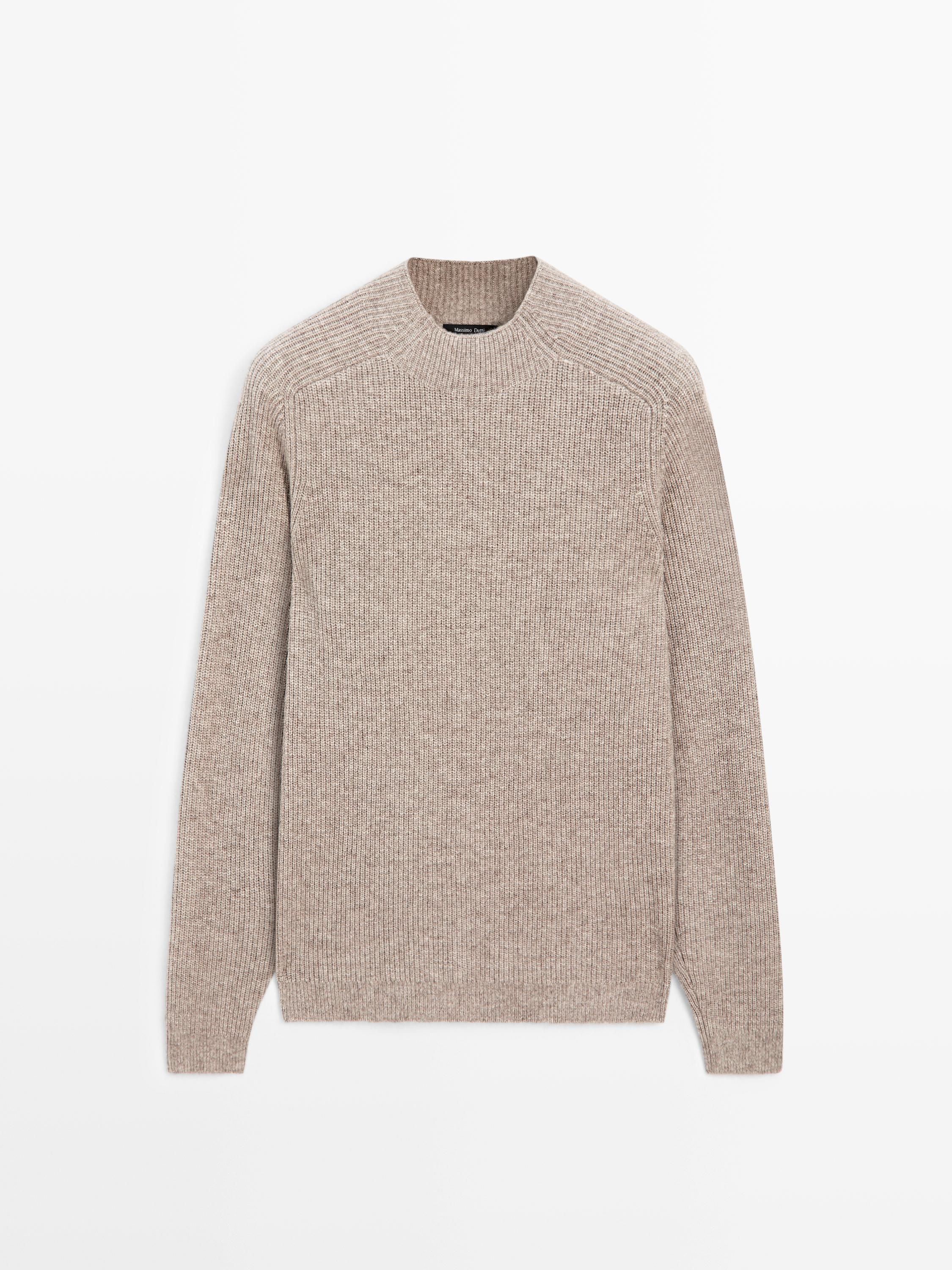 Pull à col montant en maille de laine mélangée