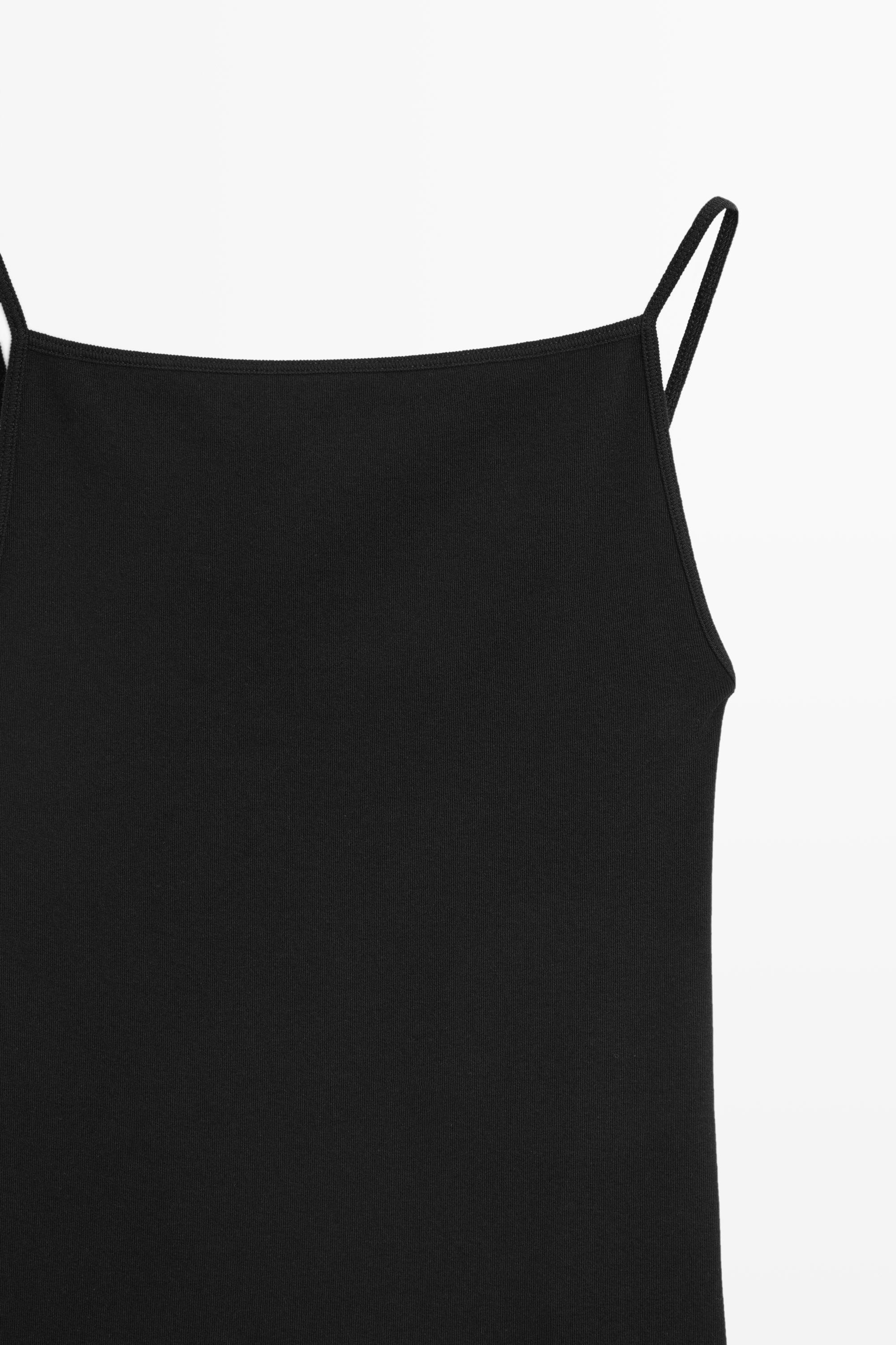 Cotton blend camisole top — BLACK
