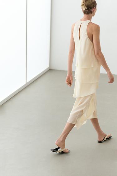Flowing midi dress with ruffles — CREAM 8