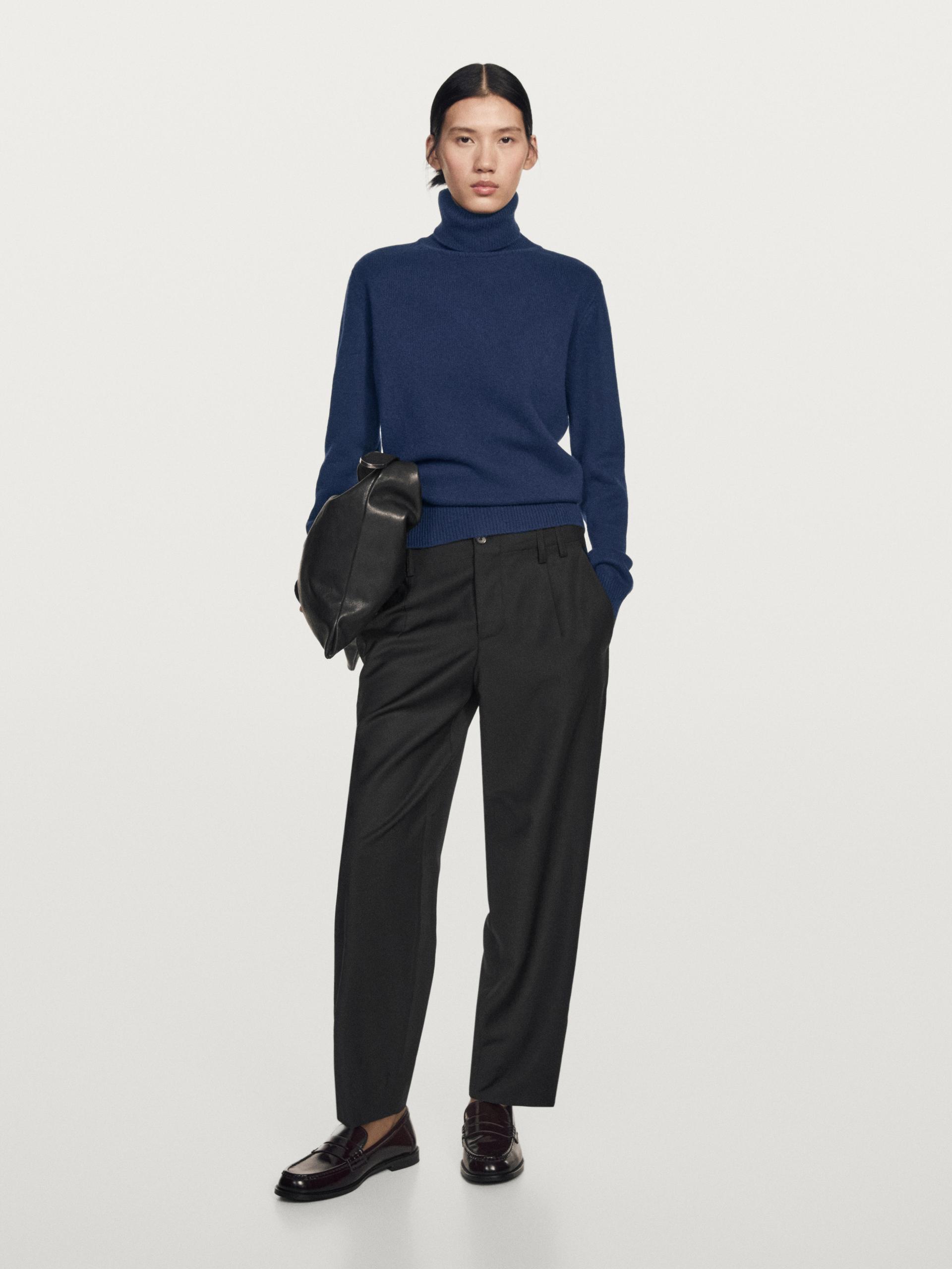 Pantaloni Boyfriend Fit 100% Lana - Nero - 42 (It 46) - Massimo Dutti - Femminile