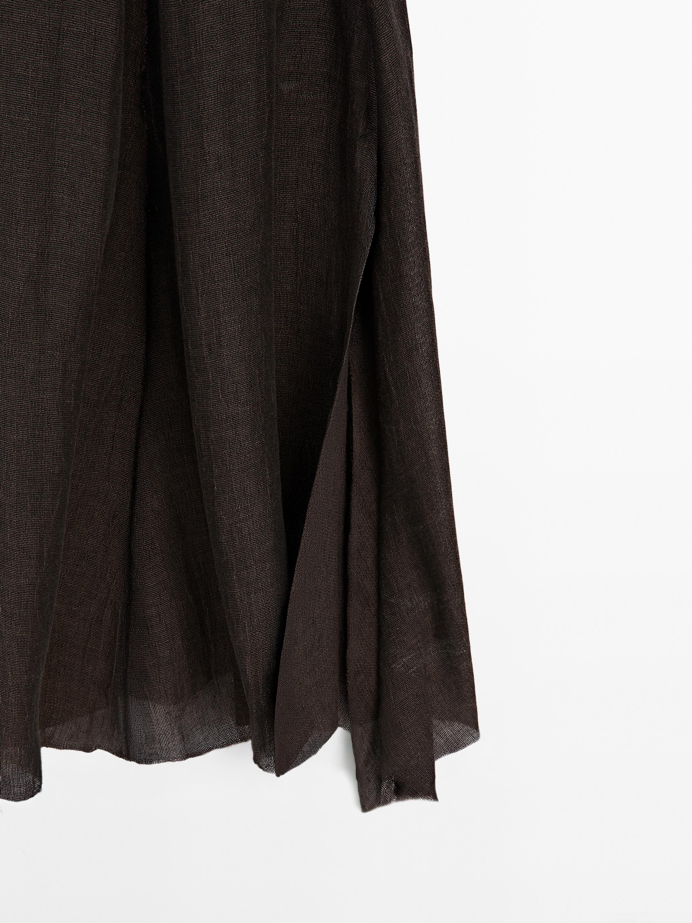 Robe midi 100 % lin finition effilochée