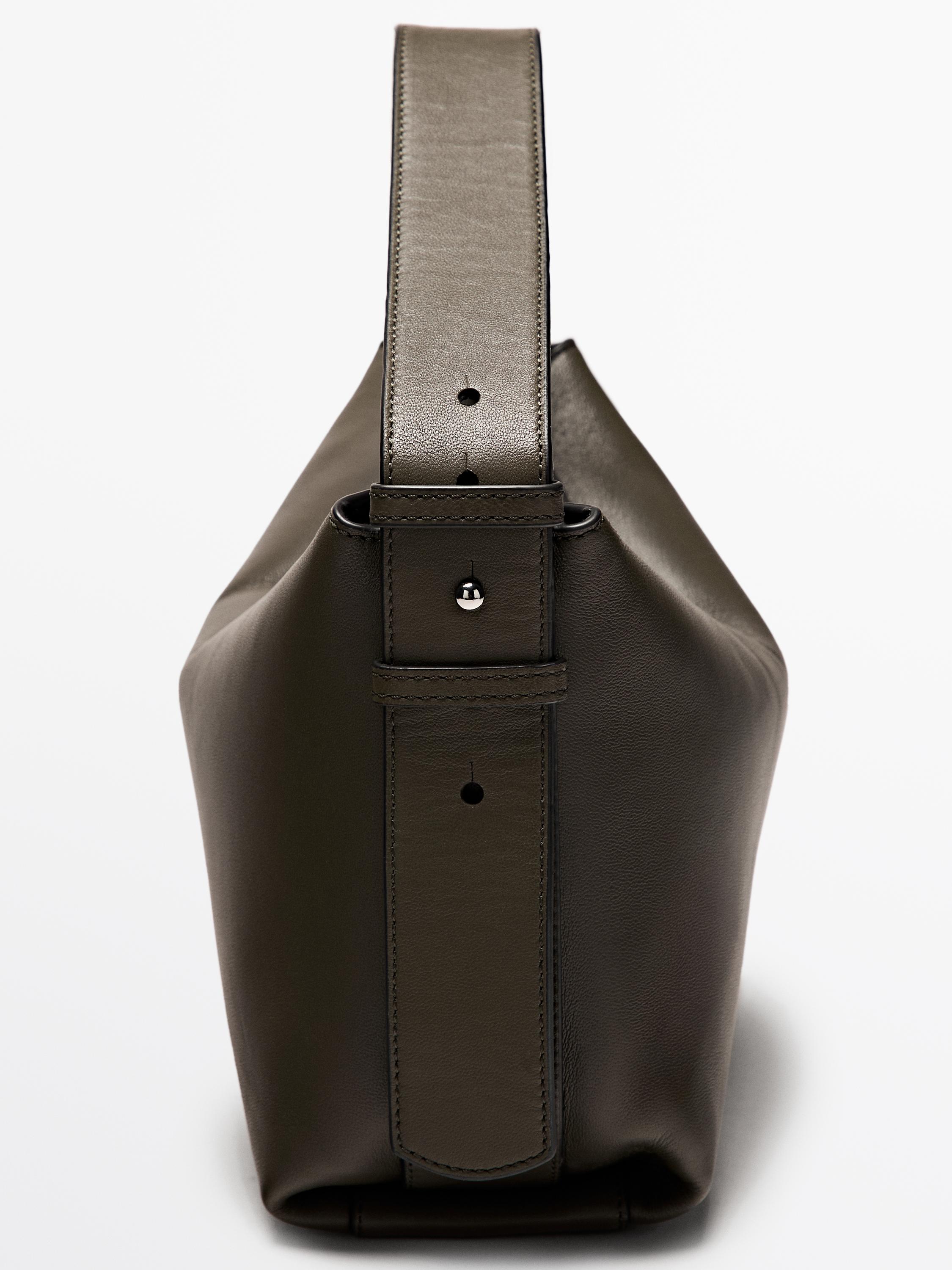 Small nappa leather shoulder bag — KHAKI
