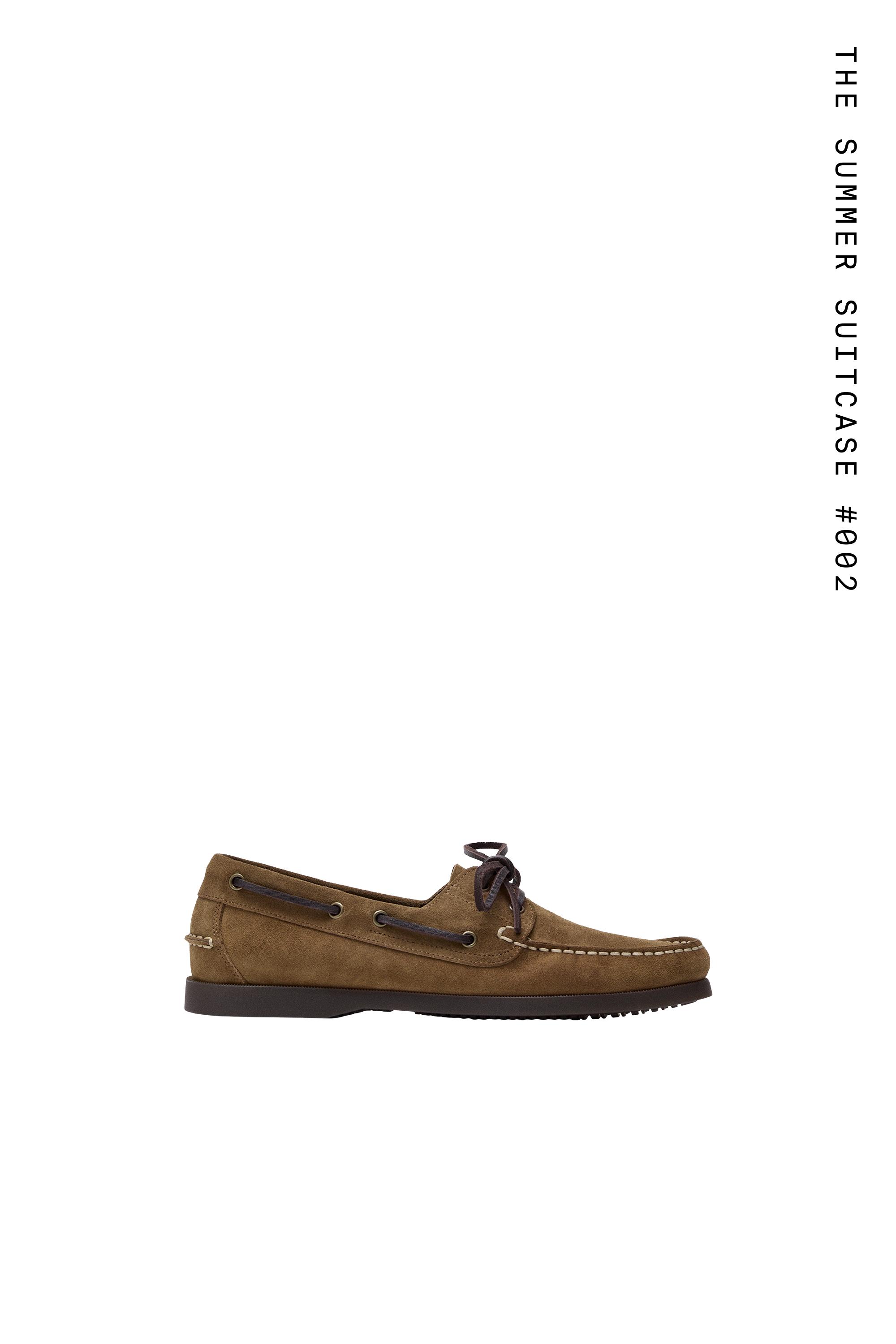 Leather boat shoe — BROWN