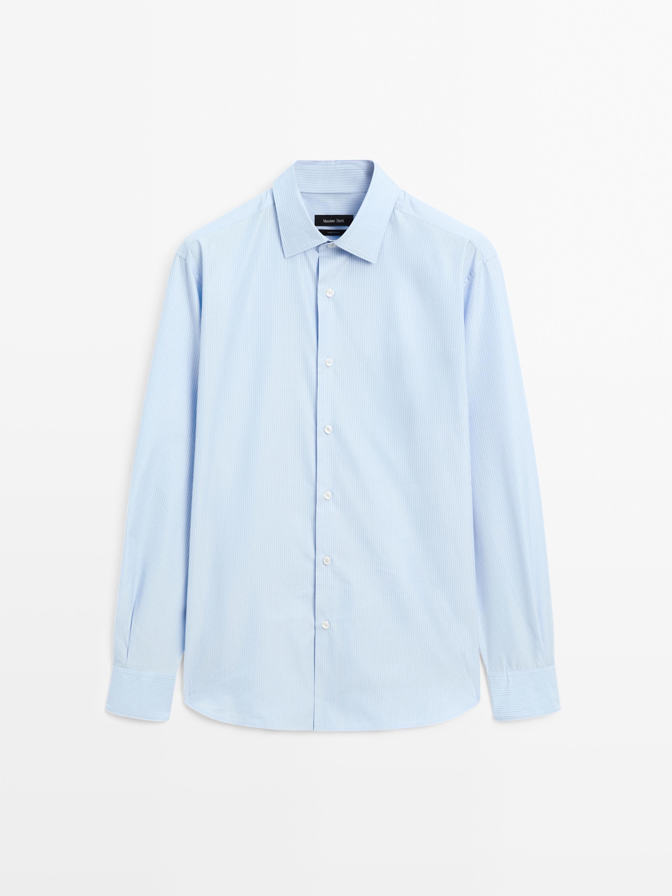 Gestreiftes Hemd aus Baumwollmischgewebe im Regular-Fit