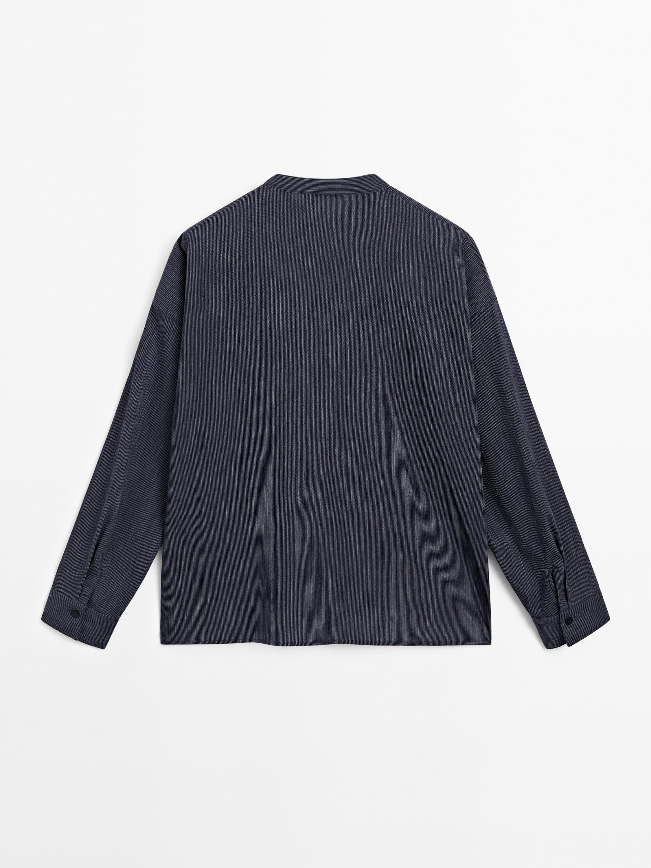 Cotton blend multi-stripe shirt