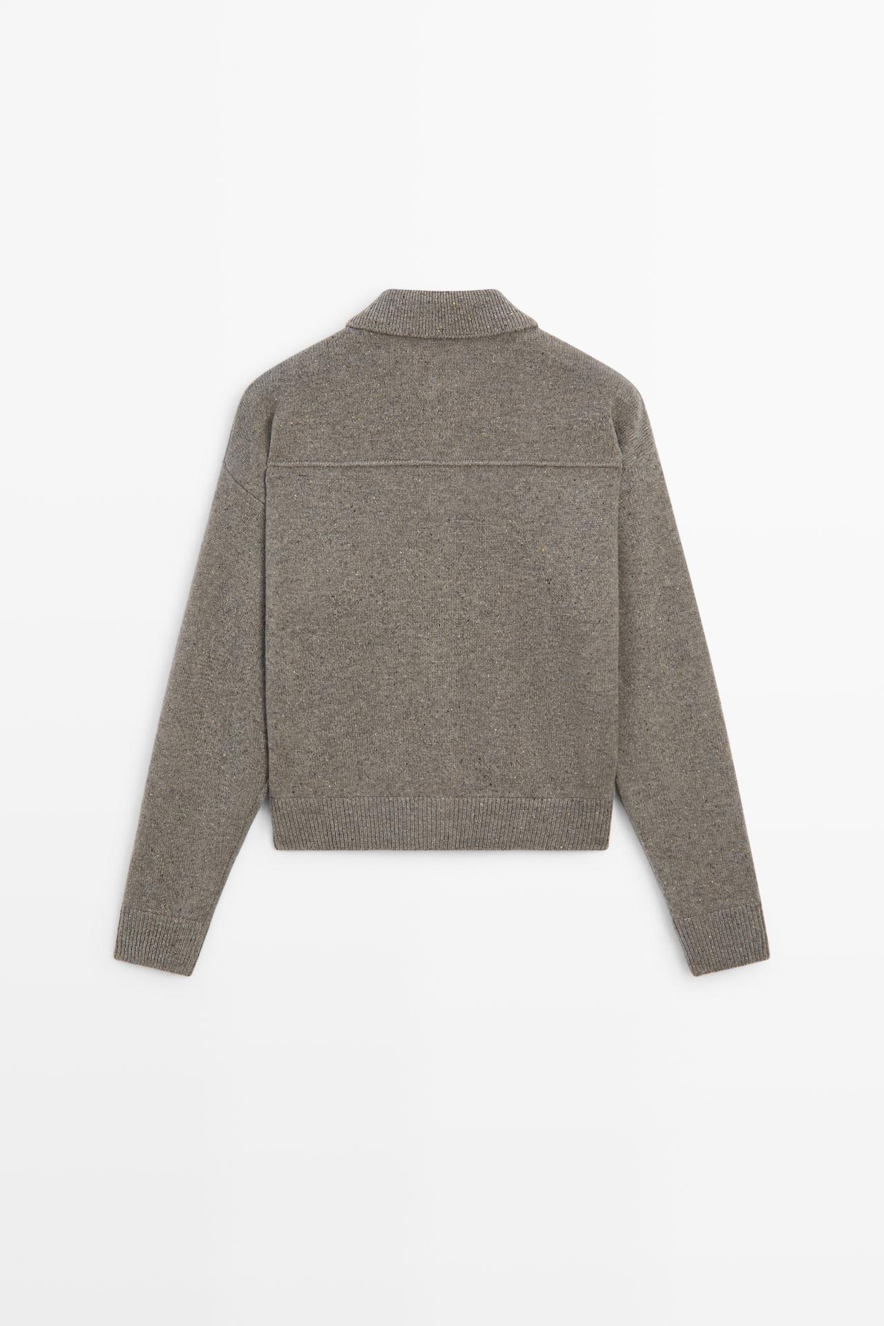 Wool-blend knit cardigan with pocket details — MOLE BROWN