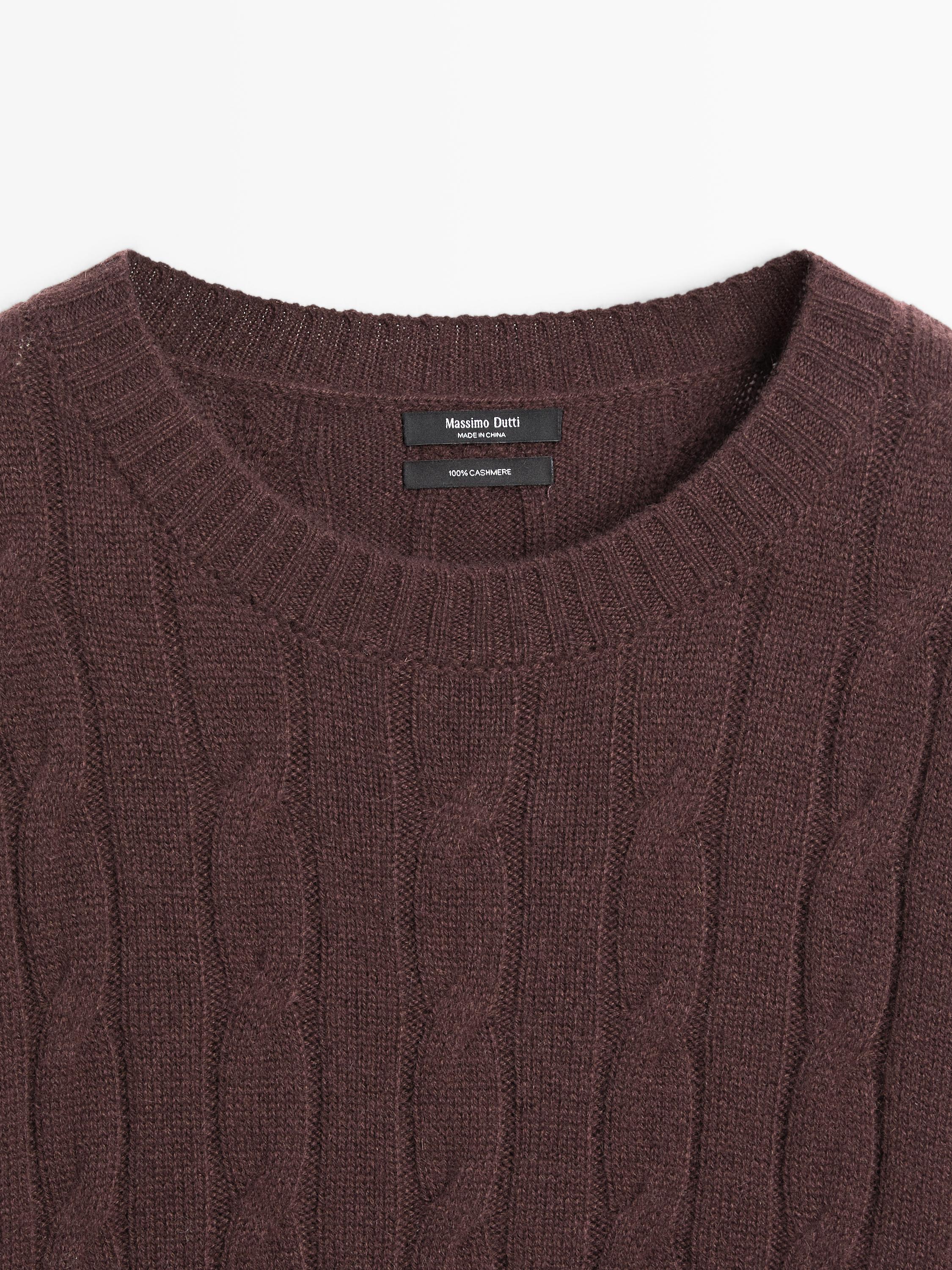 100% cashmere cable-knit sweater — MAROON